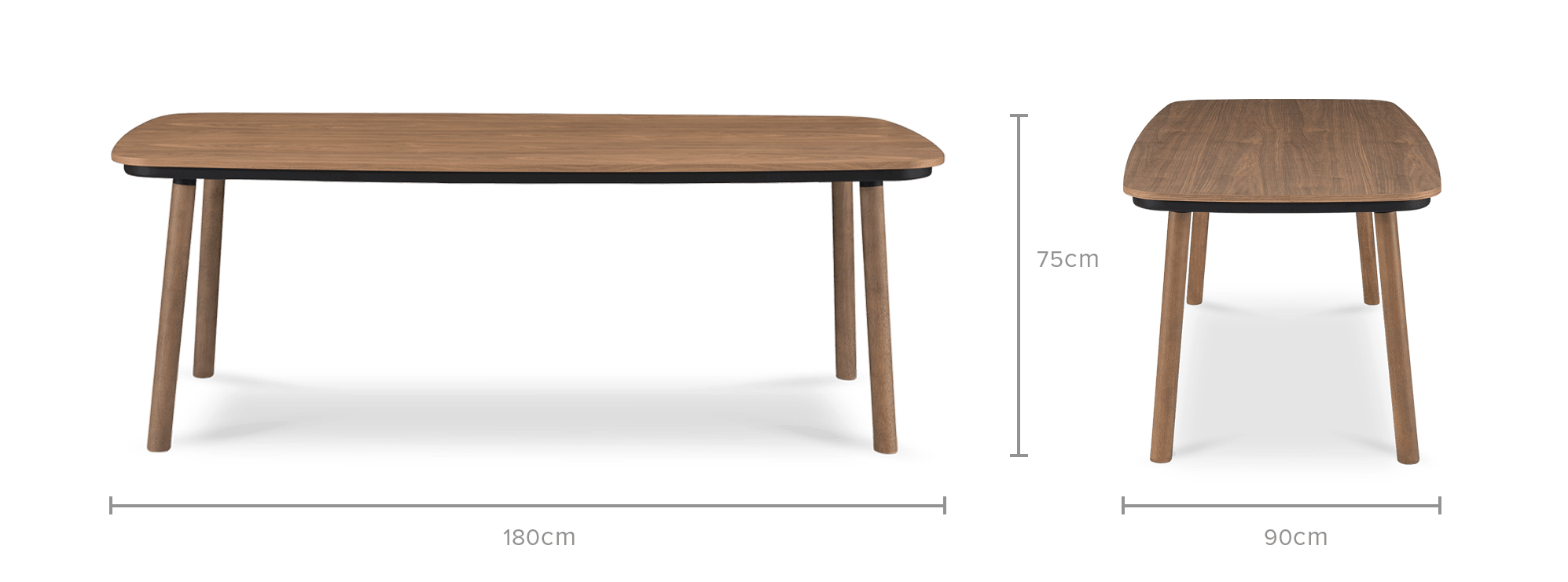 dimension of Strato Dining Table Walnut