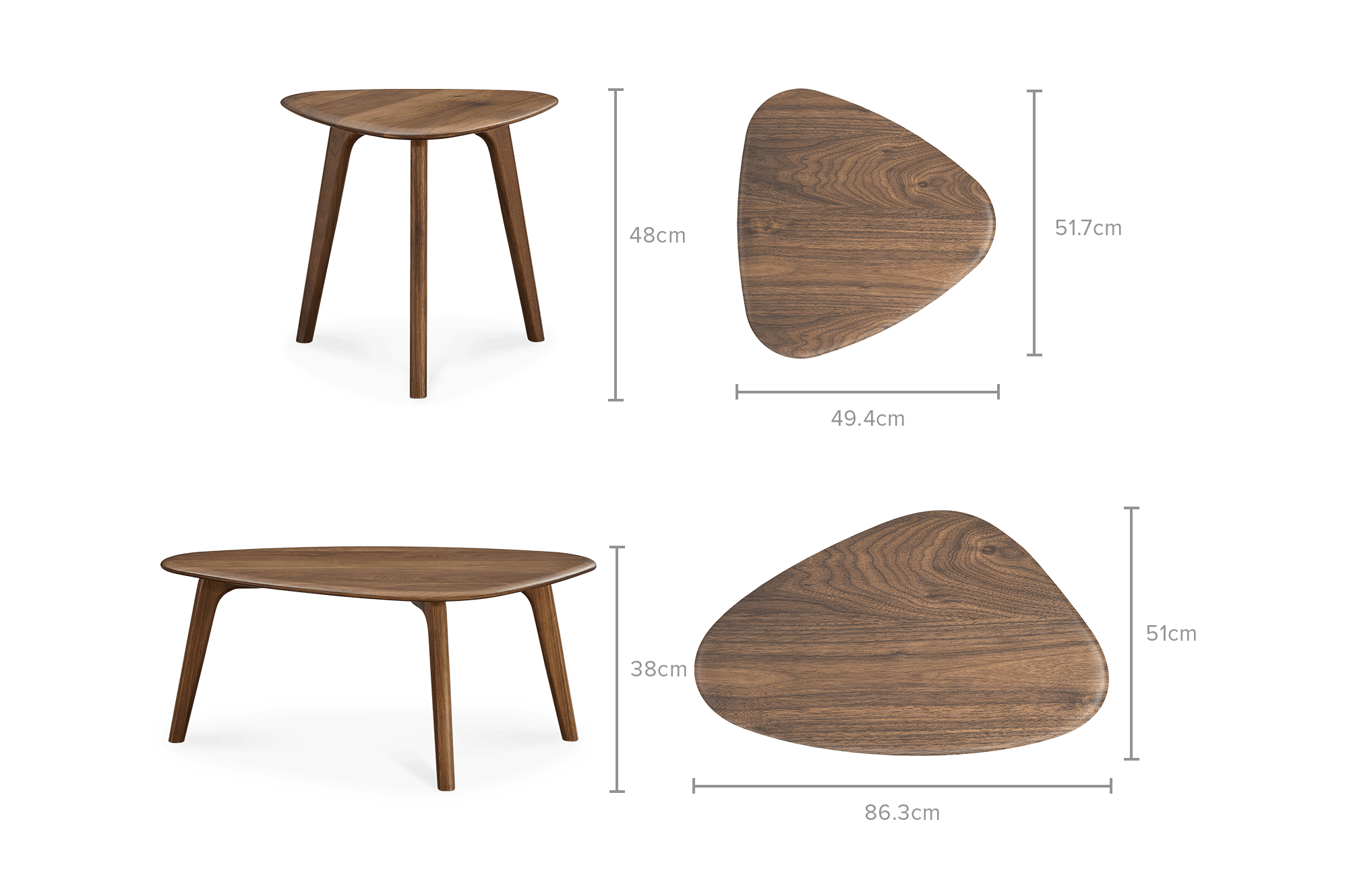dimension of Vincent Coffee Table Set, Walnut