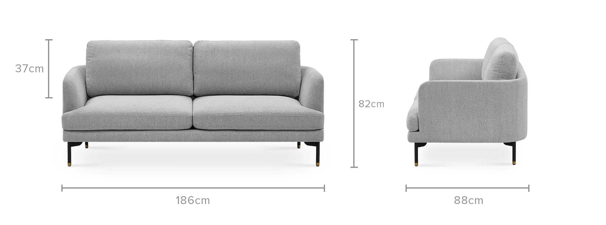 dimension of Pebble 2 Seater Sofa