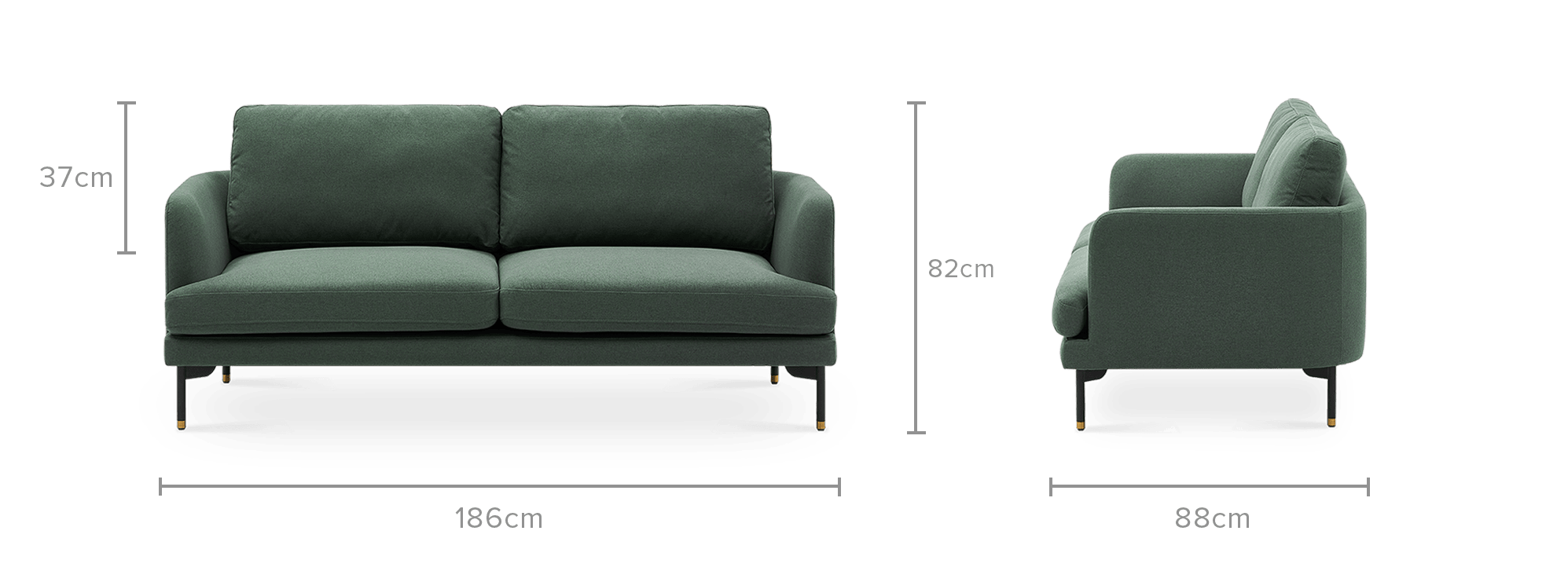 dimension of Pebble 2 Seater Sofa