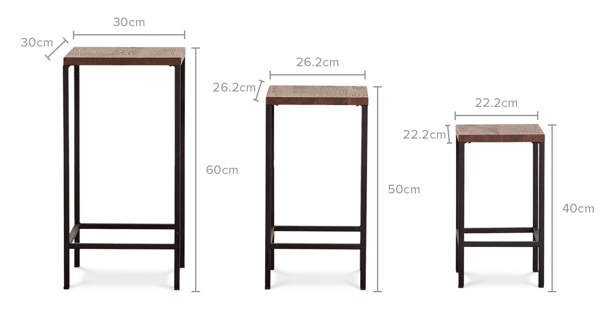 dimension of Maya Nesting Side Tables, Set of 3