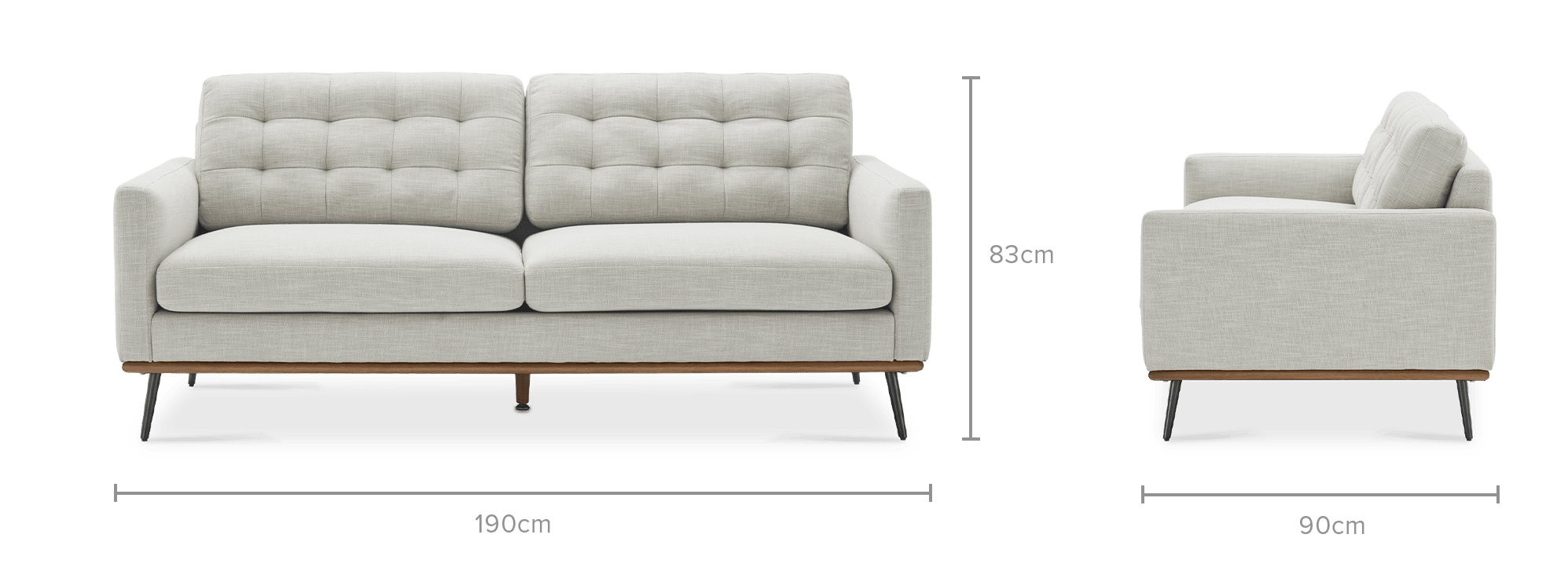 dimension of Isaac 3 Seater Sofa