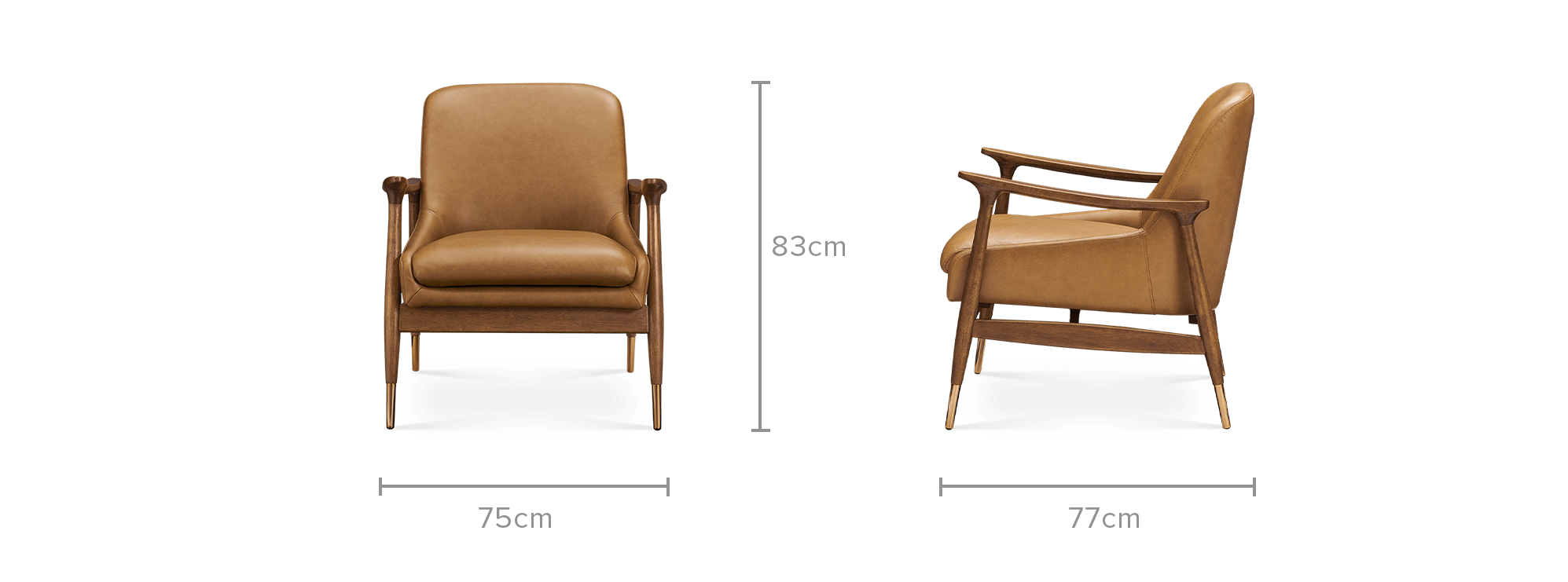 dimension of Desmond Leather Armchair