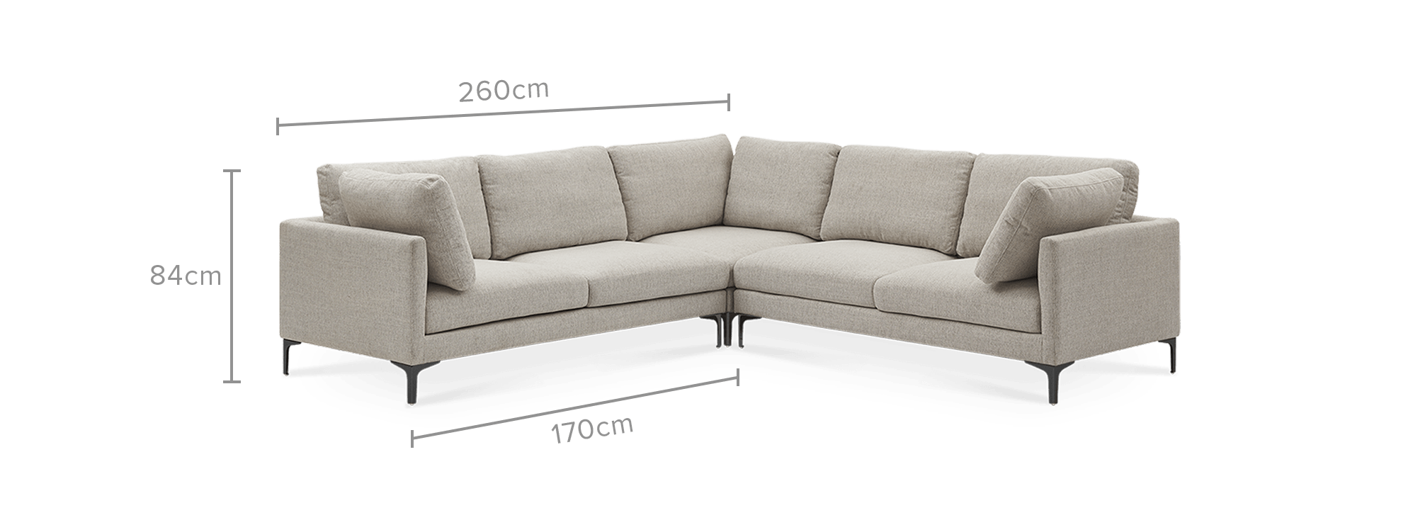 dimension of Adams L-Shape Sectional Sofa