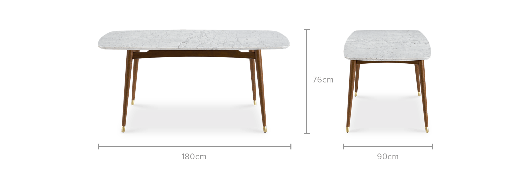 dimension of Kelsey Marble Dining Table, Walnut Stain