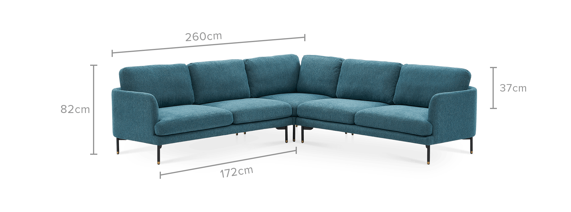 dimension of Pebble L-Shape Sectional Sofa