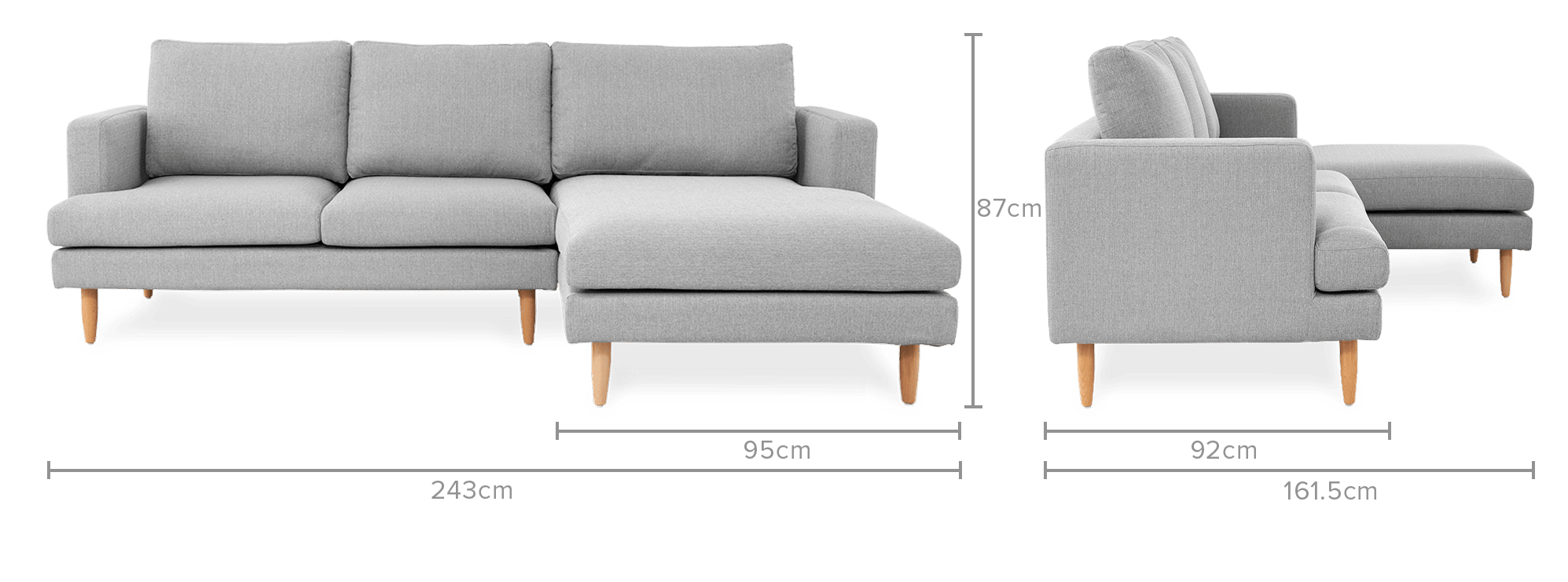 dimension of Tana Chaise Sectional Sofa