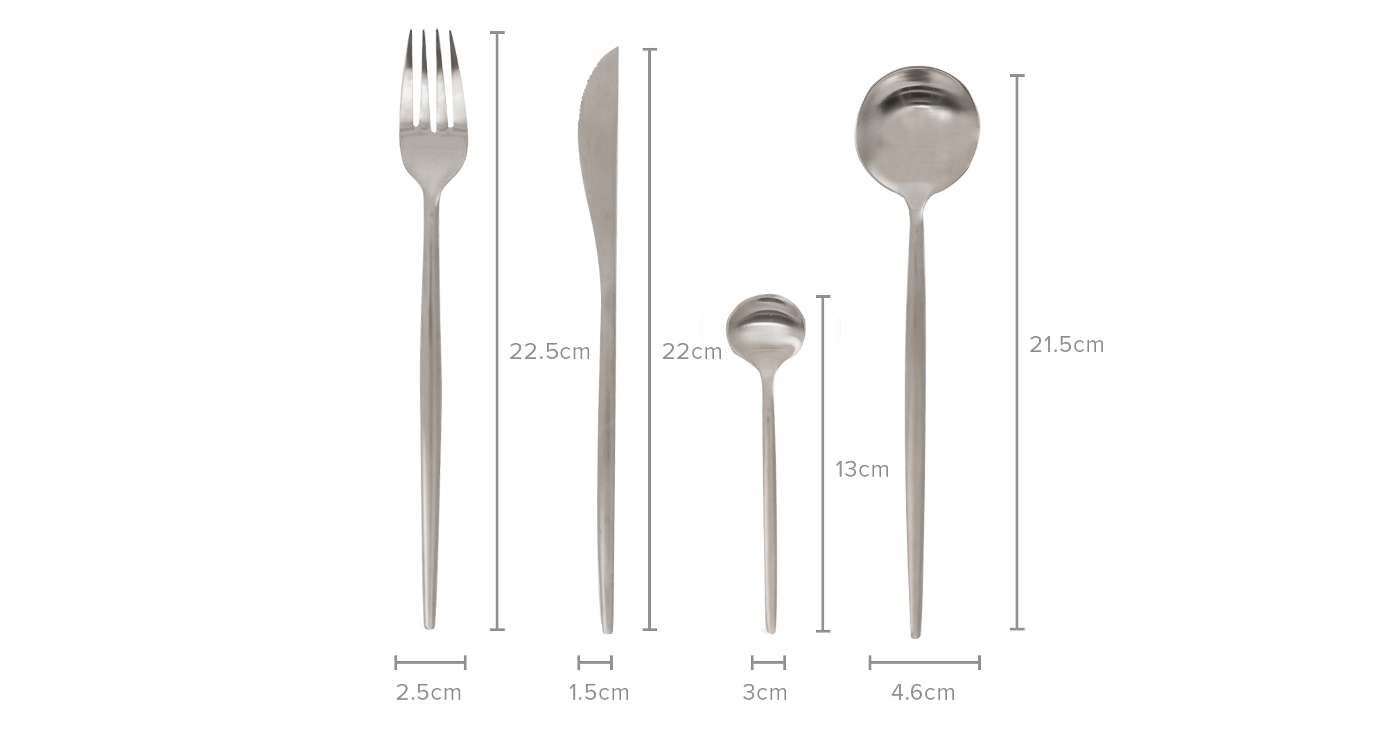dimension of Tobe 16-Piece Cutlery Set