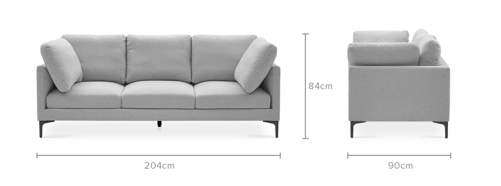 dimension of Adams 3 Seater Sofa