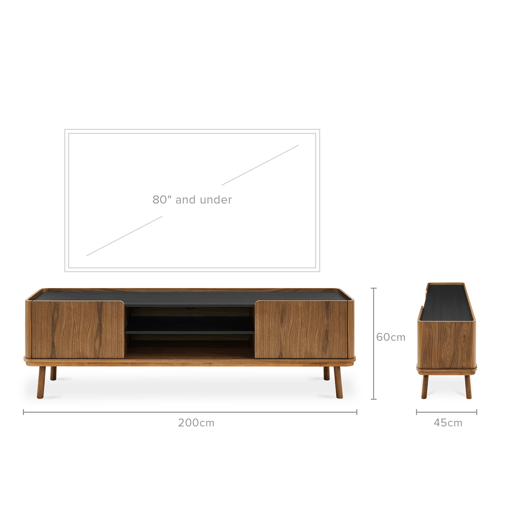 dimension of Strato TV Console Walnut, 200cm