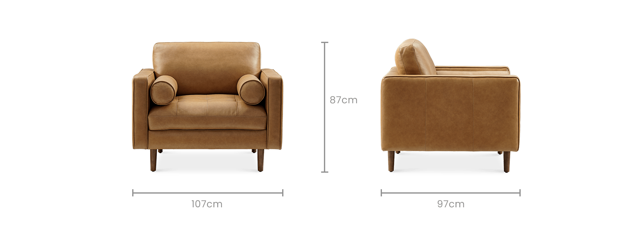 dimension of Madison Leather Armchair