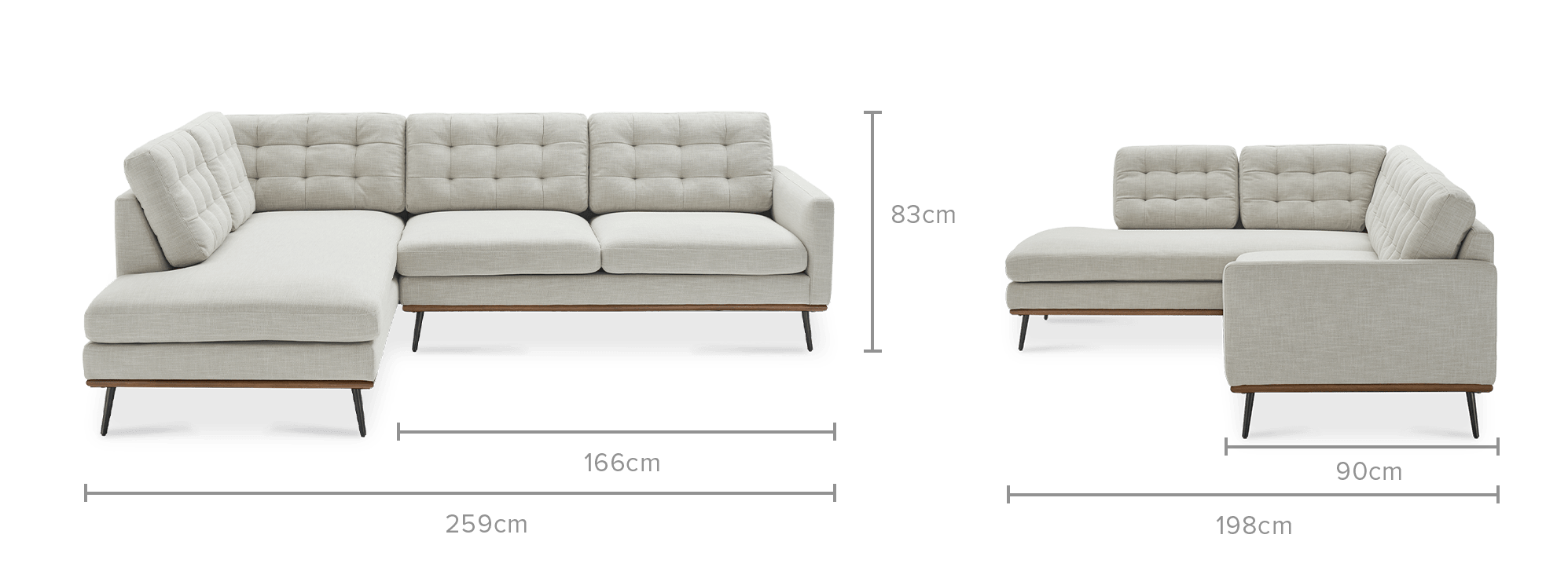 dimension of Isaac Terminal Chaise Sectional Sofa