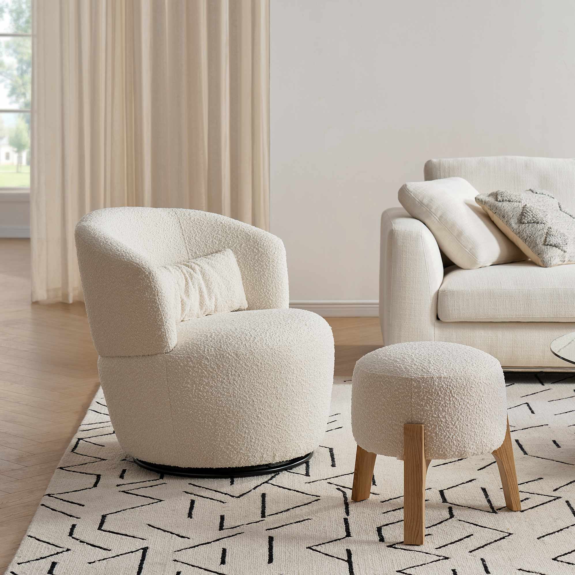 Amber Bouclé Swivel Chair 3