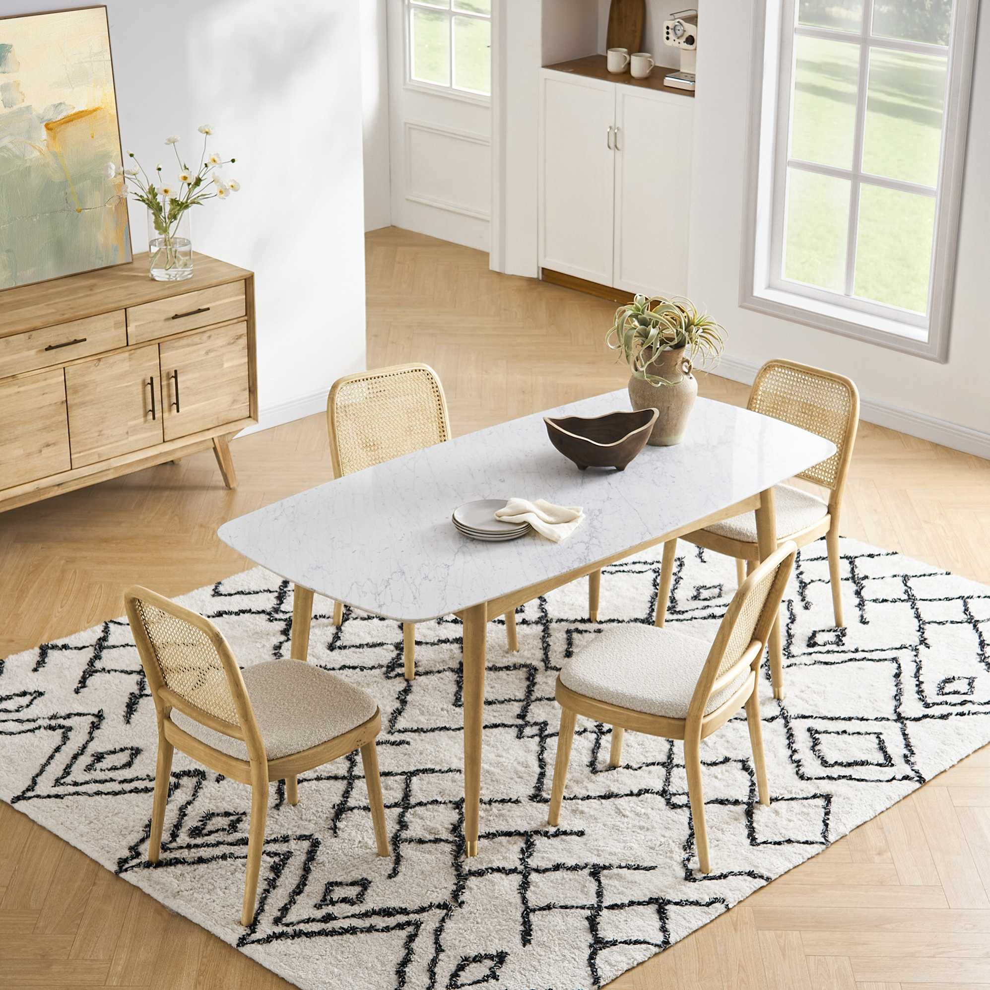 Kelsey Marble Dining Table, White Wash 3