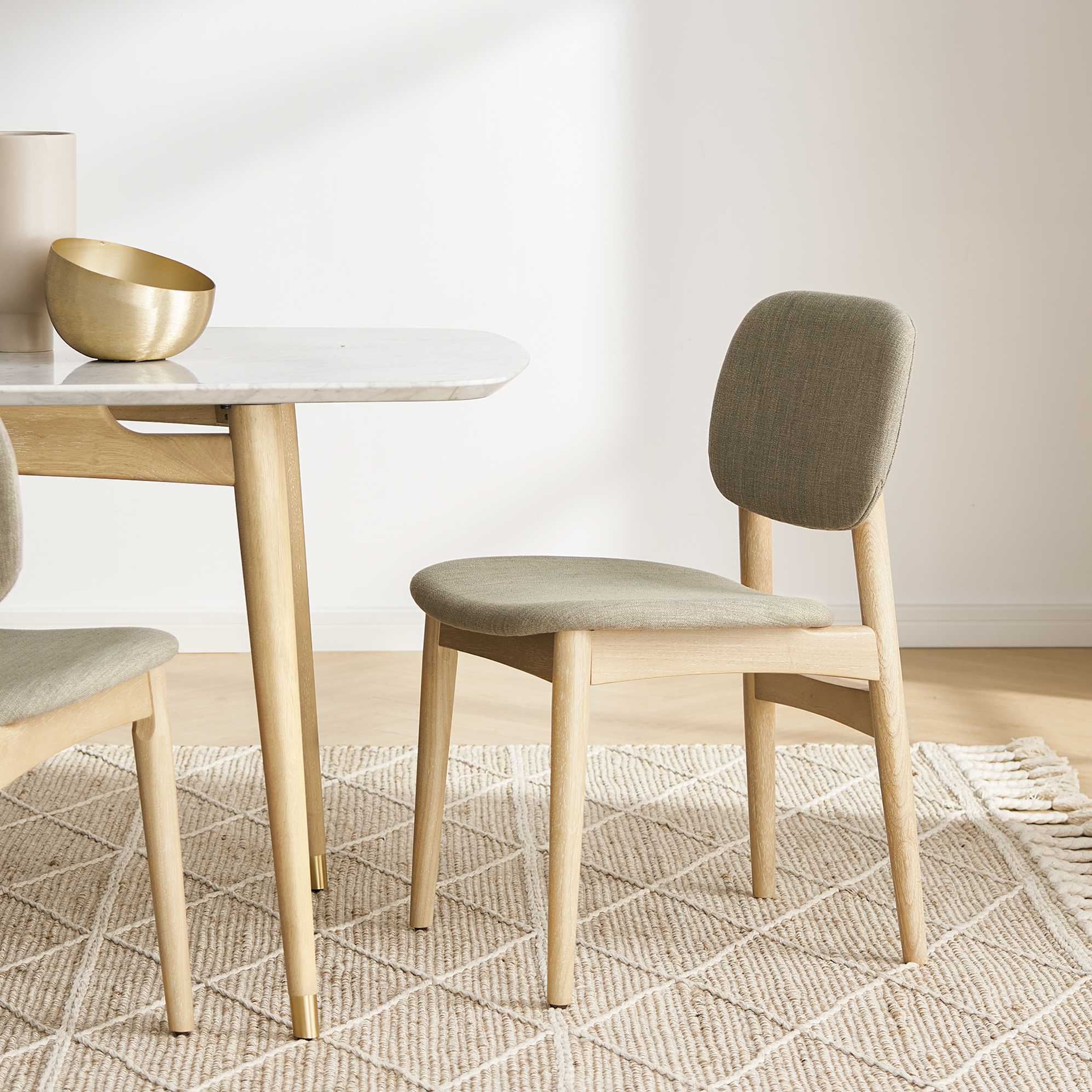 Kelsey Marble Dining Table with 4 Chairs, White Wash 6