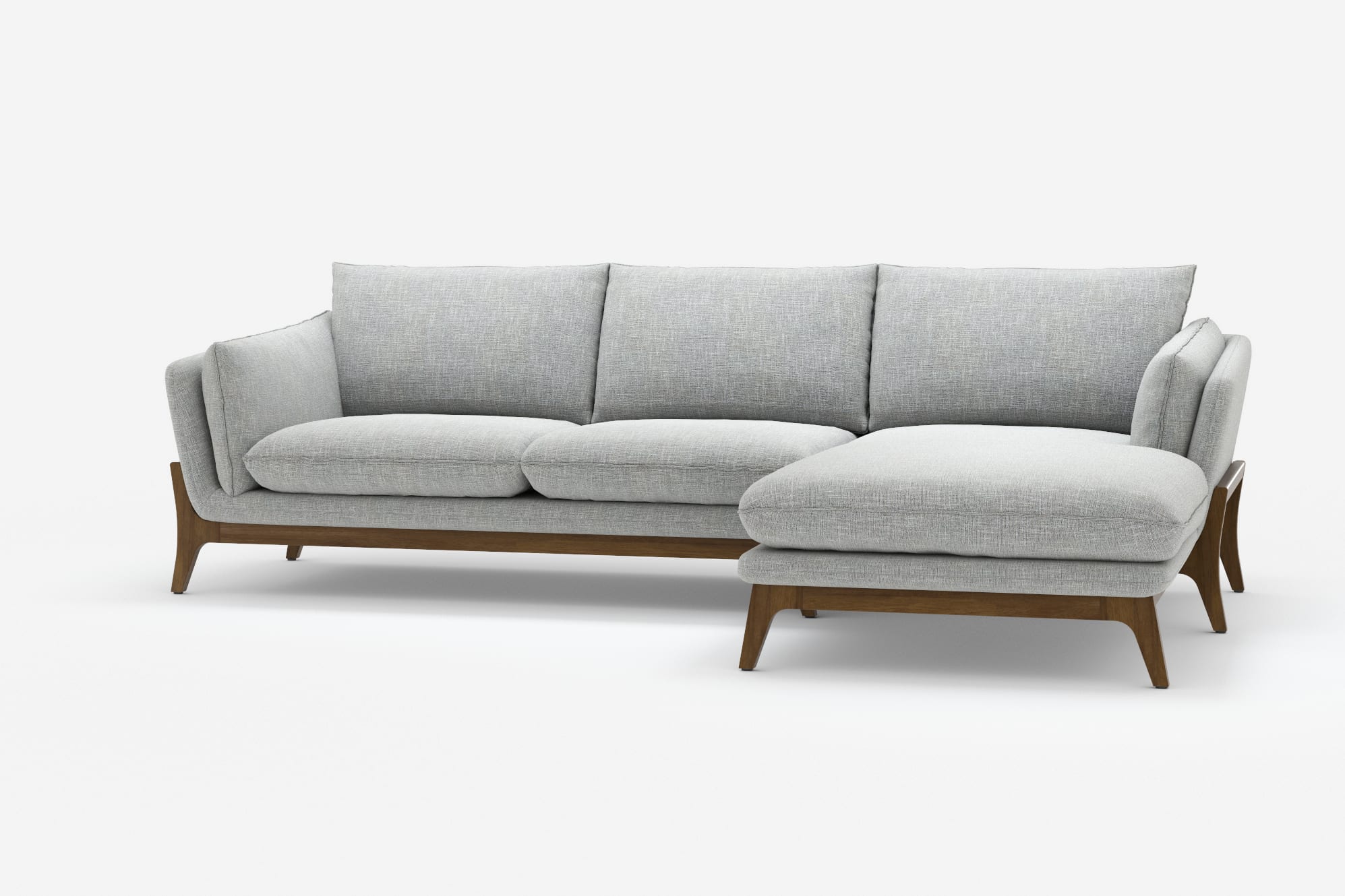 Remi Chaise Sectional Couch Right Facing, Mineral 360° view 2