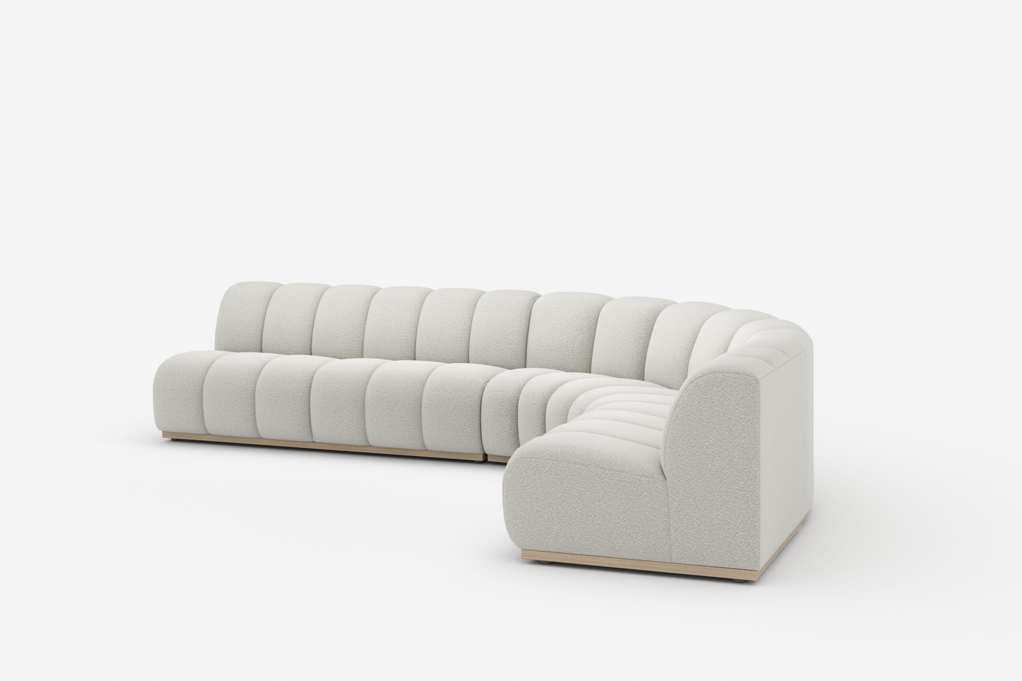 Marlow Chaise Sectional Sofa, White Quartz Bouclé 360° view 5