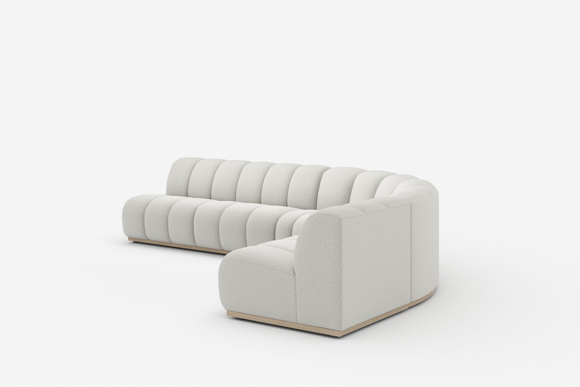 Marlow Chaise Sectional Sofa, White Quartz Bouclé 360° view 6