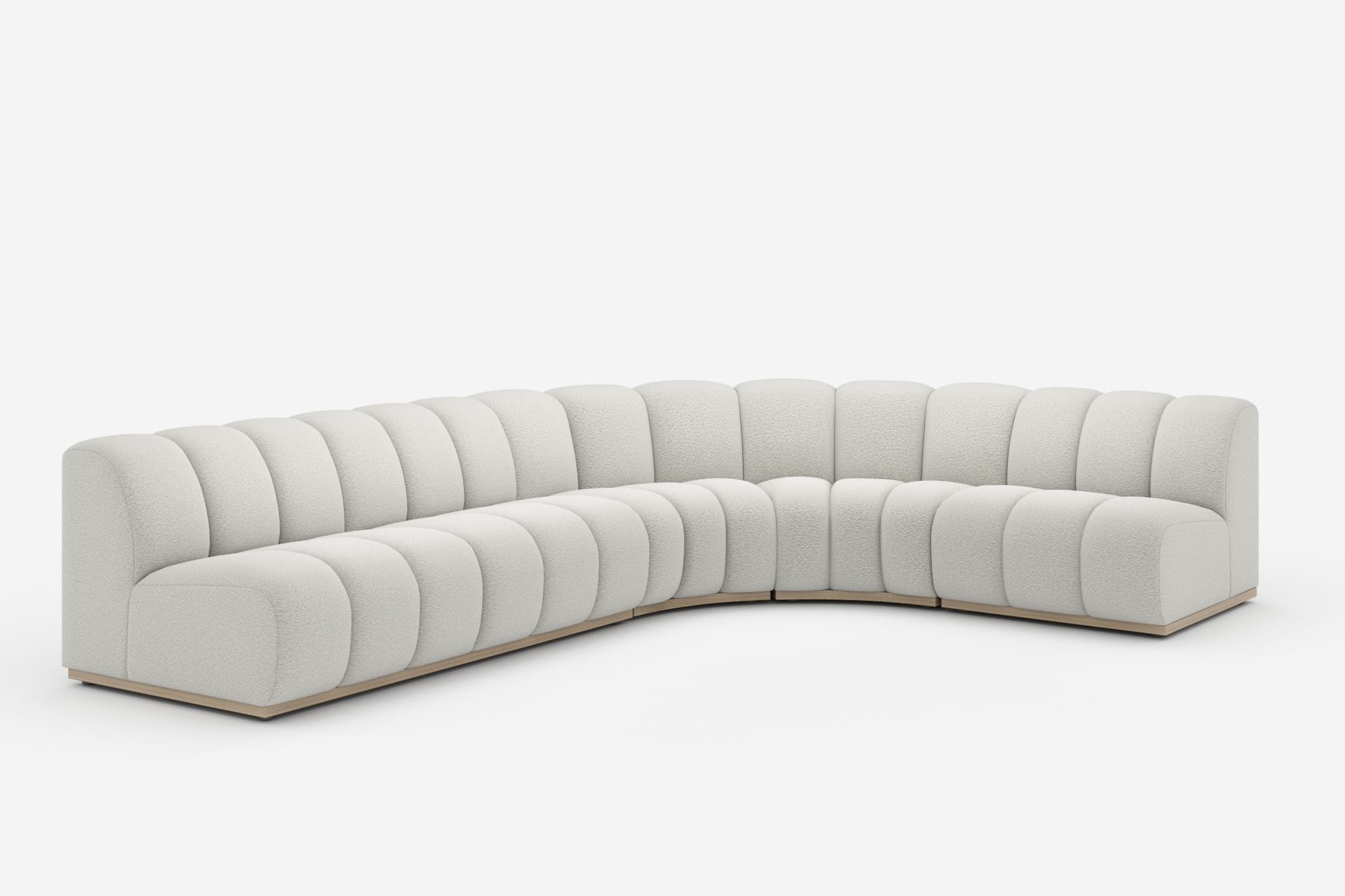 Marlow Chaise Sectional Sofa, White Quartz Bouclé 360° view 24
