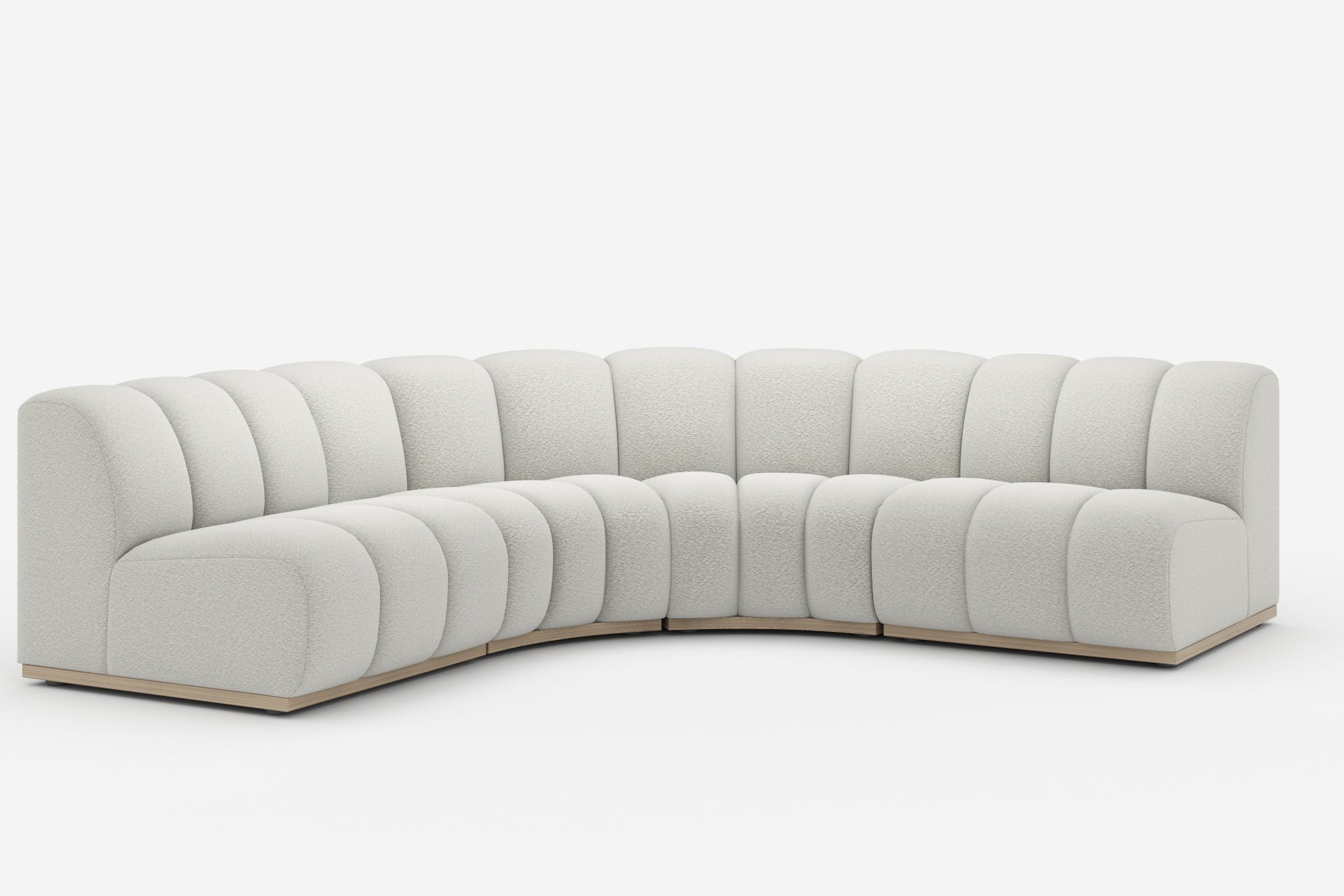 Marlow L-Shape Sectional Sofa, White Quartz Bouclé 360° view 24