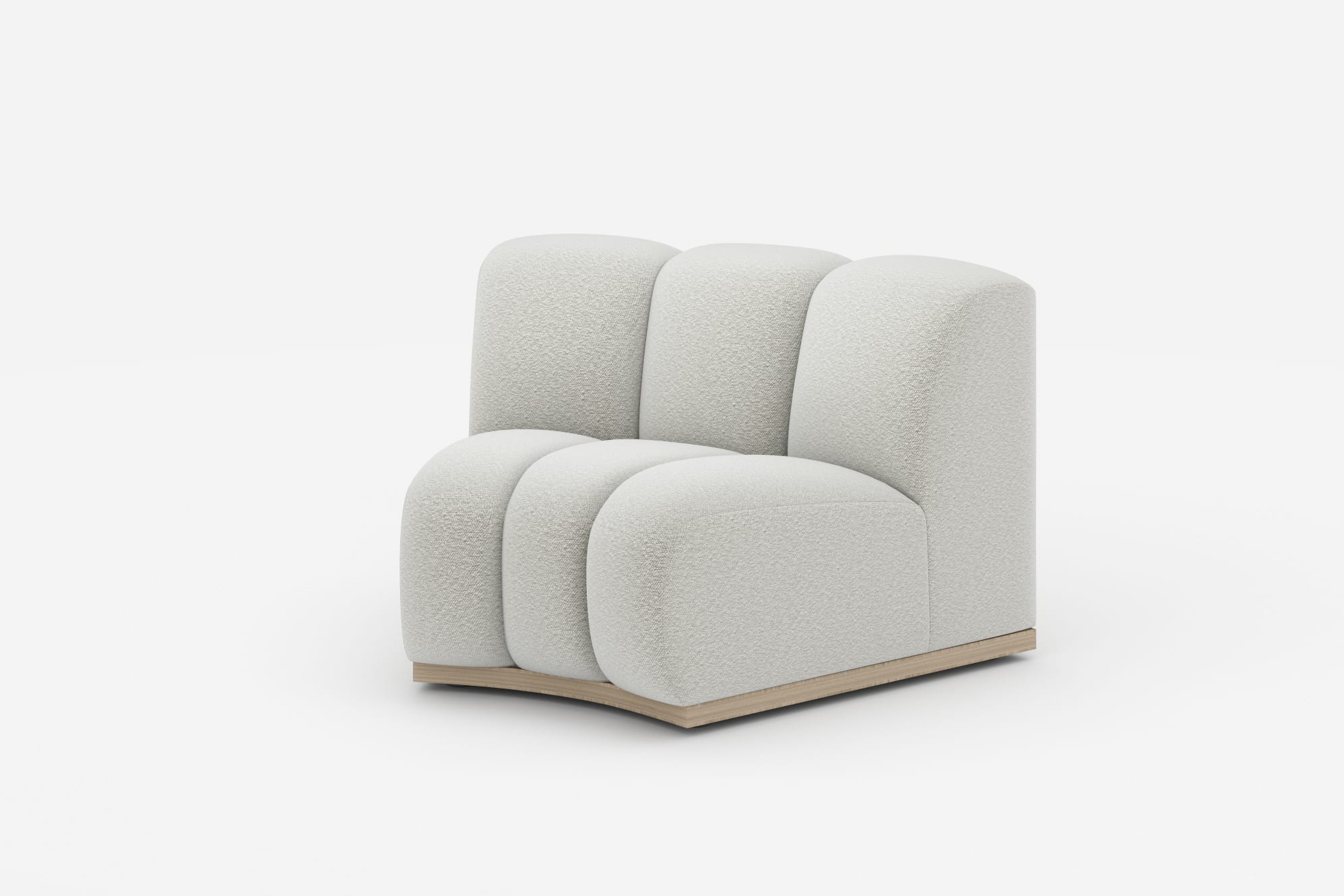 Marlow Wedge Sofa, White Quartz Bouclé 360° view 3