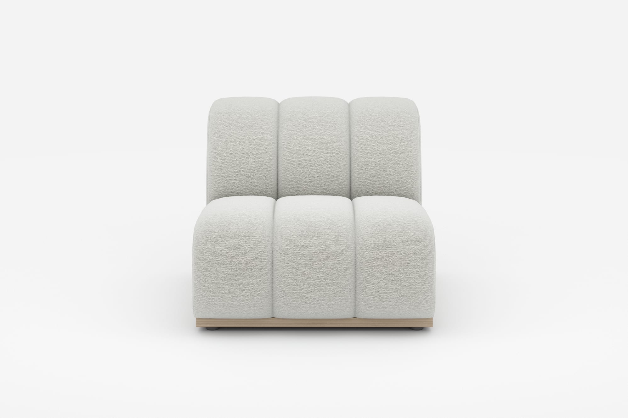 Marlow Armless Sofa, (Performance Boucle) Light Grey 360° view 1