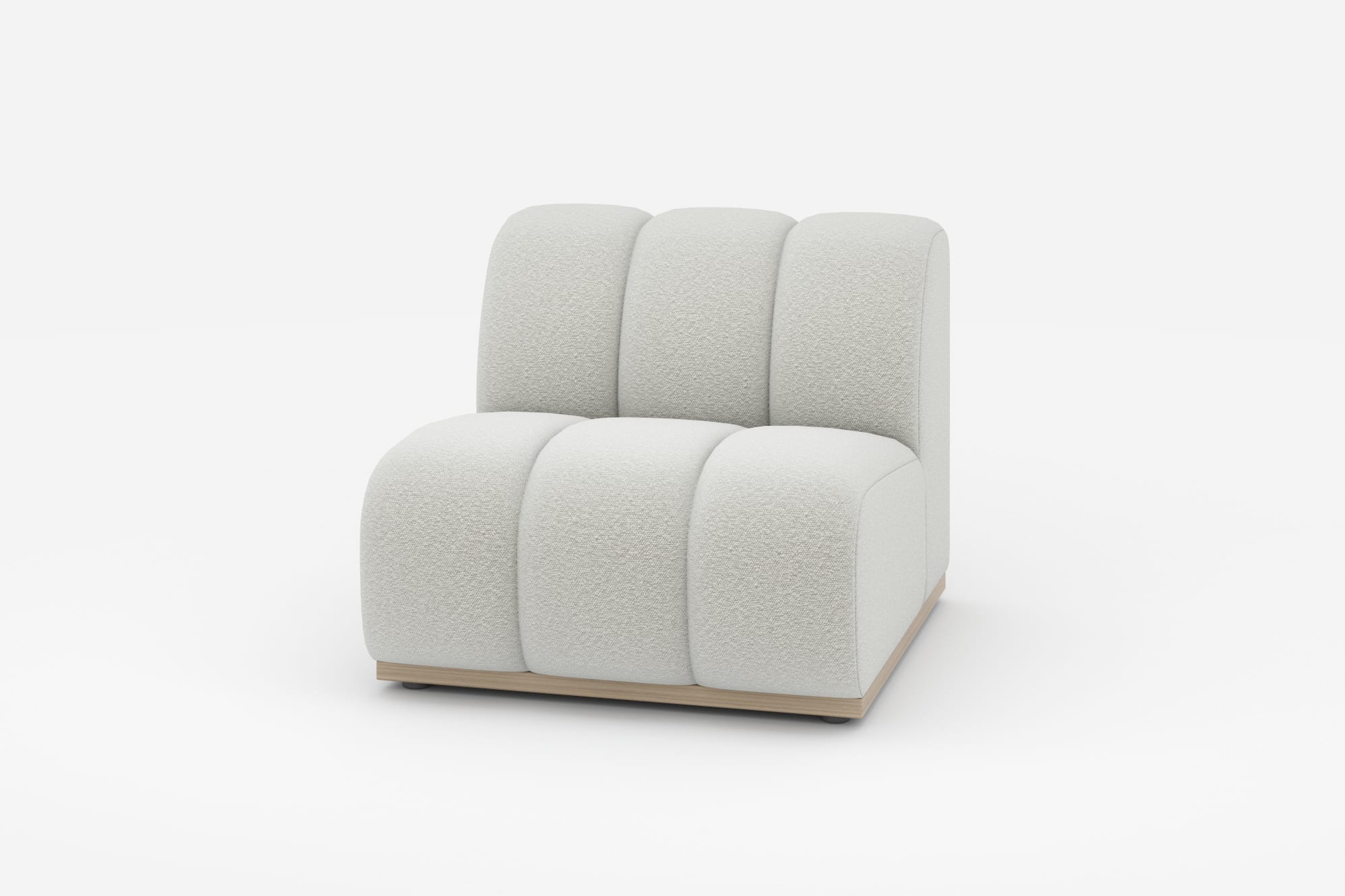 Marlow Armless Sofa, (Performance Boucle) Light Grey 360° view 2