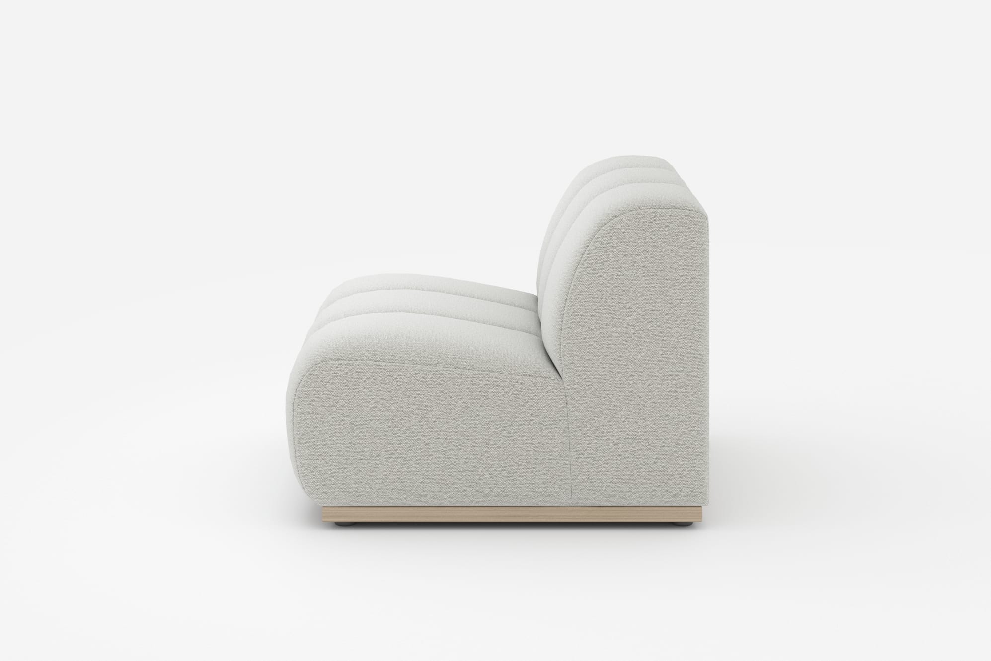 Marlow Armless Sofa, (Performance Boucle) Light Grey 360° view 7