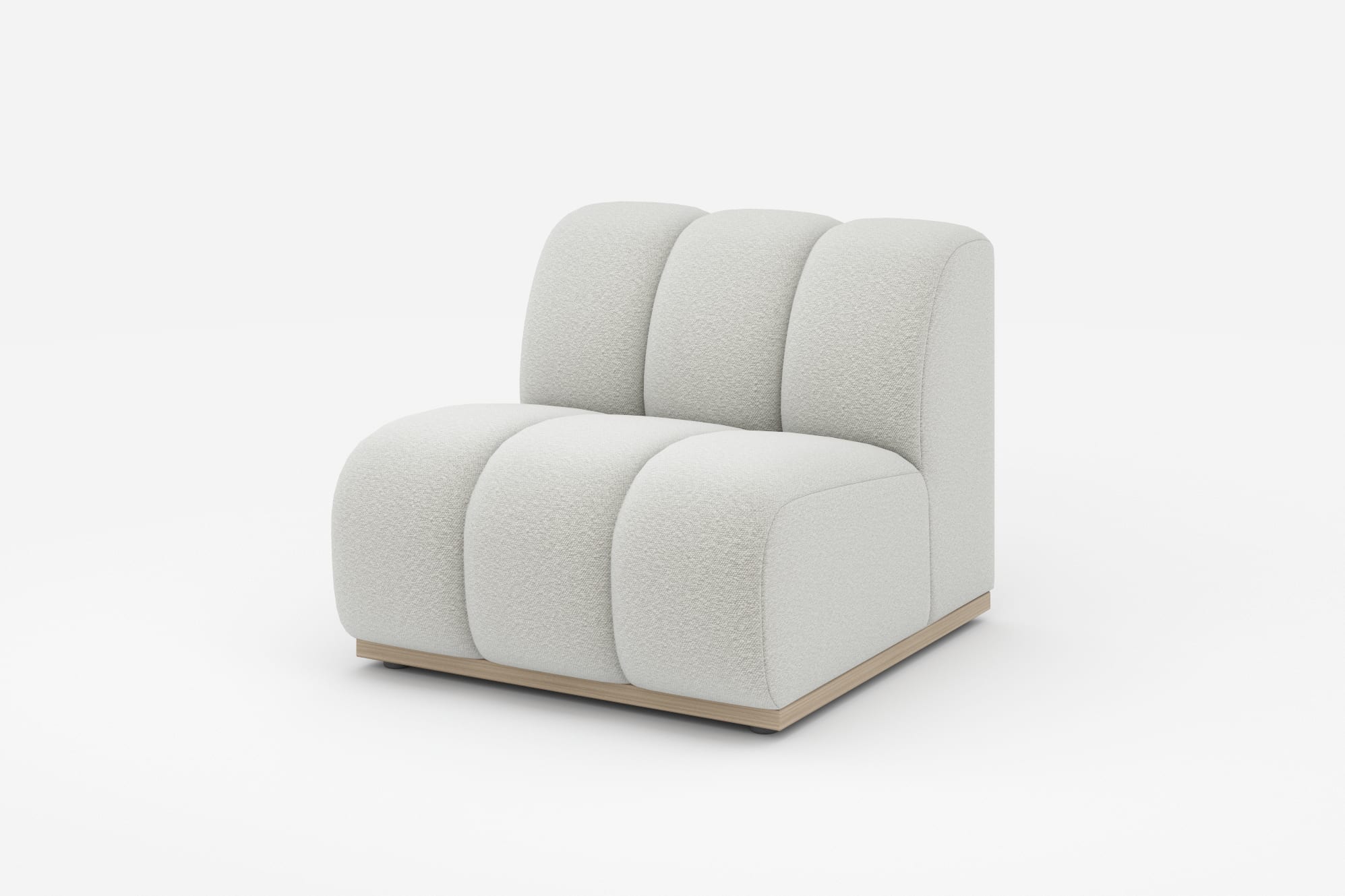 Marlow Armless Sofa, (Performance Boucle) Light Grey 360° view 3