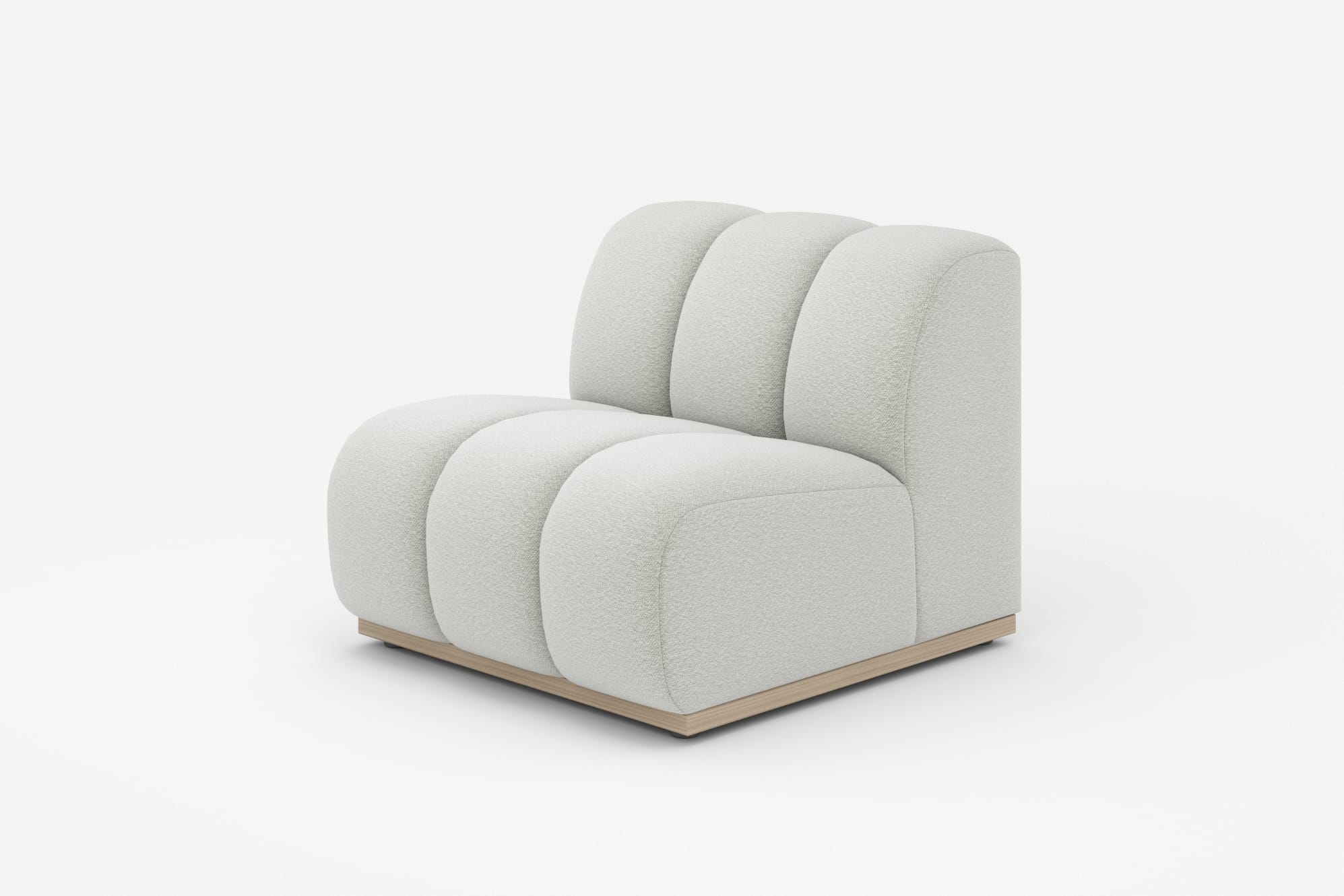 Marlow Armless Sofa, White Quartz Bouclé 360° view 4