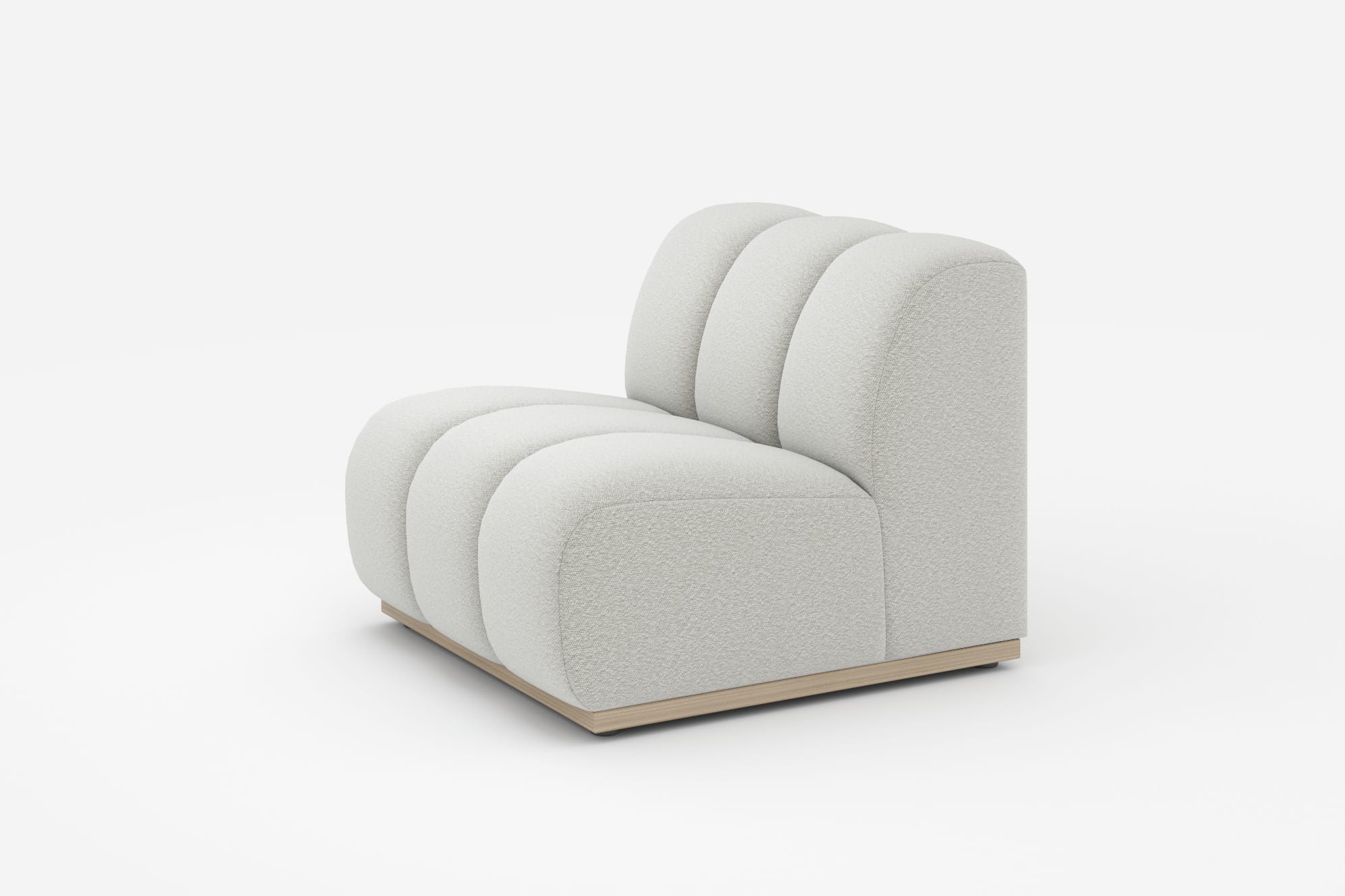 Marlow Armless Sofa, (Performance Boucle) Light Grey 360° view 5