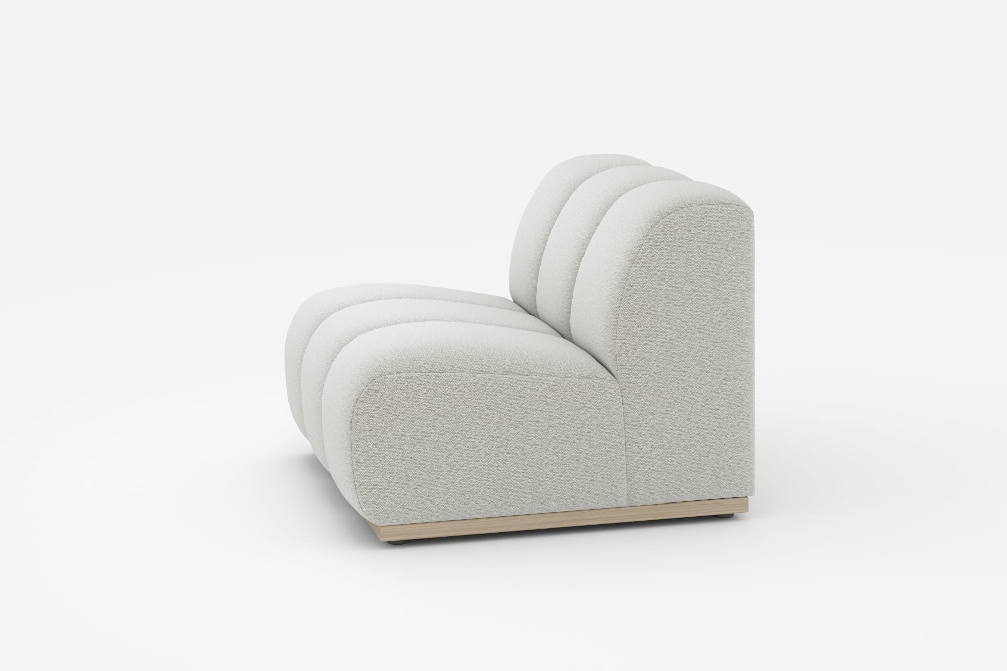 Marlow Armless Sofa, (Performance Boucle) Light Grey 360° view 6