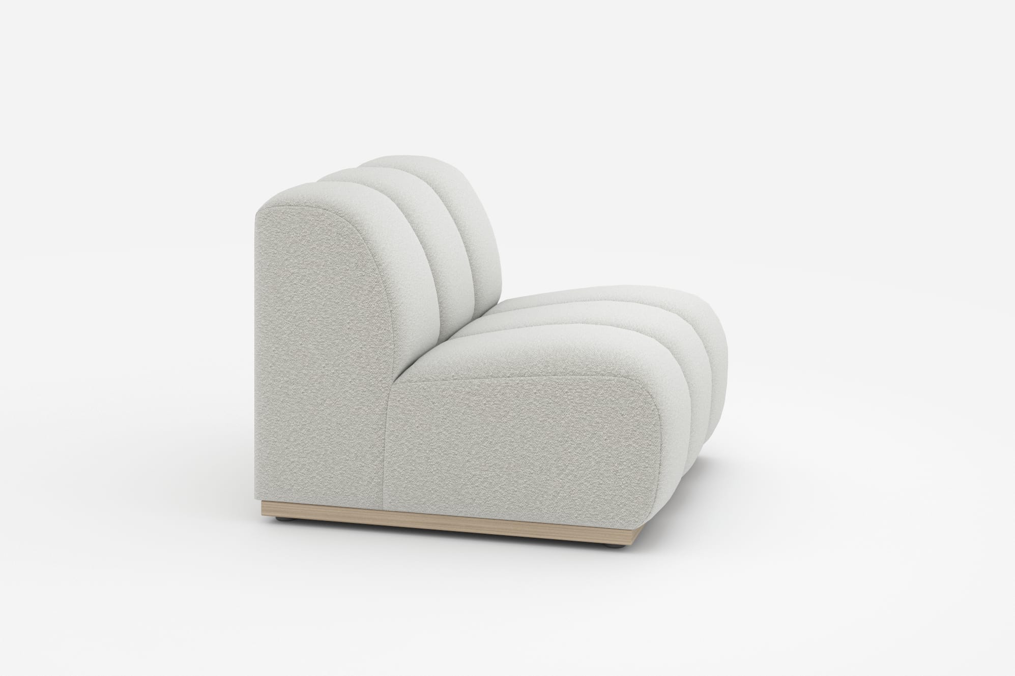 Marlow Armless Sofa, White Quartz Bouclé 360° view 20