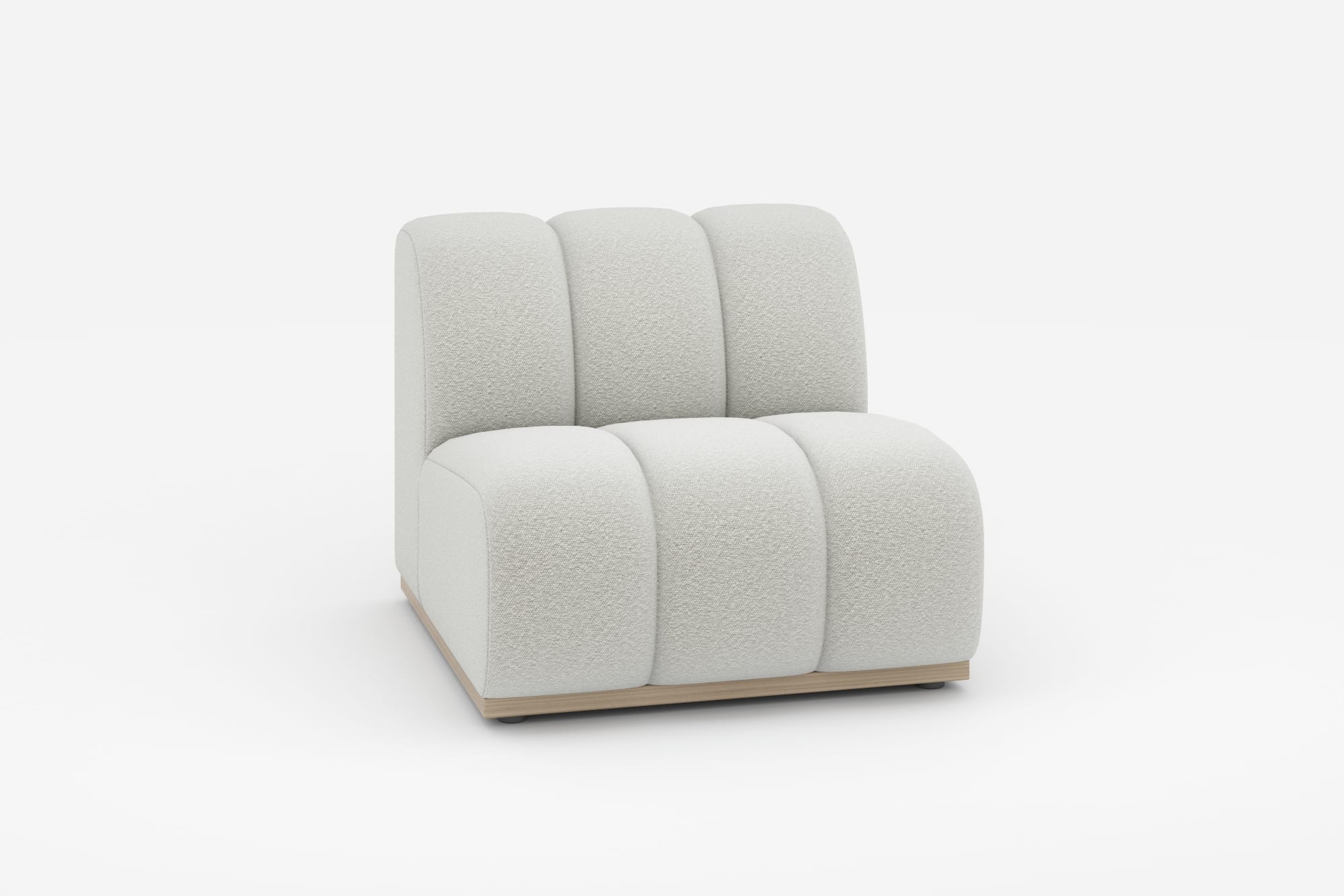 Marlow Armless Sofa, White Quartz Bouclé 360° view 24
