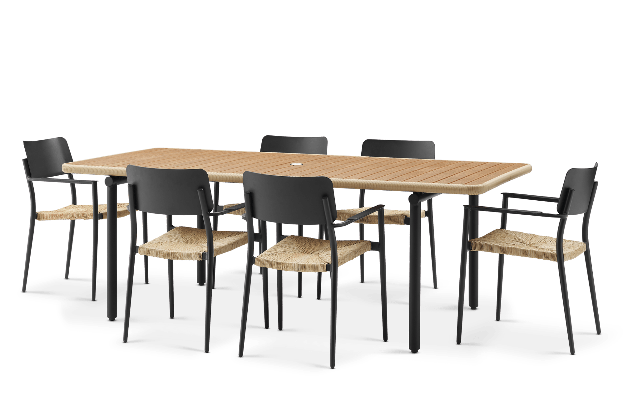 Sierra Outdoor Dining Table with 6 Newport Outdoor Chairs