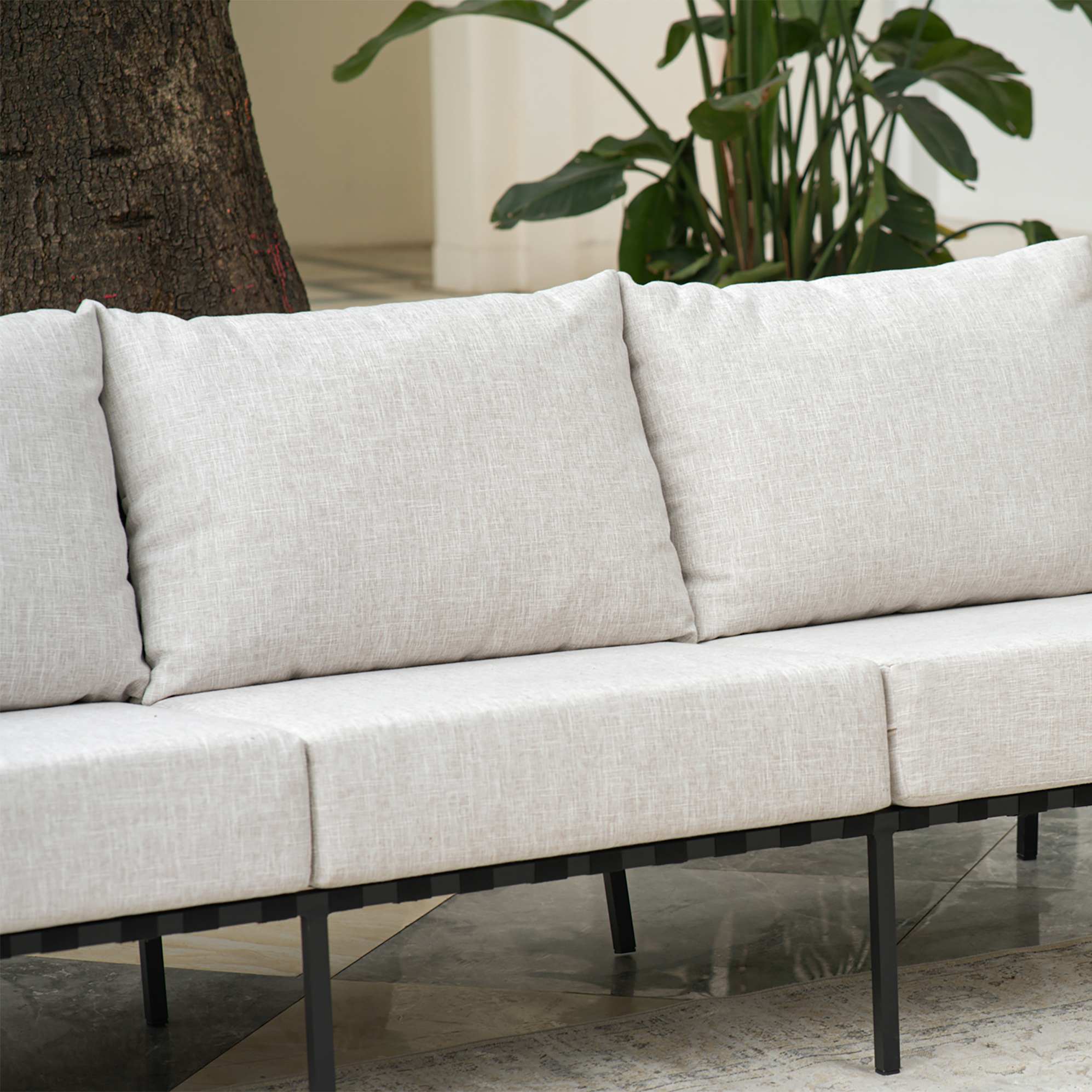Sorrento Outdoor Armless Sofa, Oat Beige lifestyle