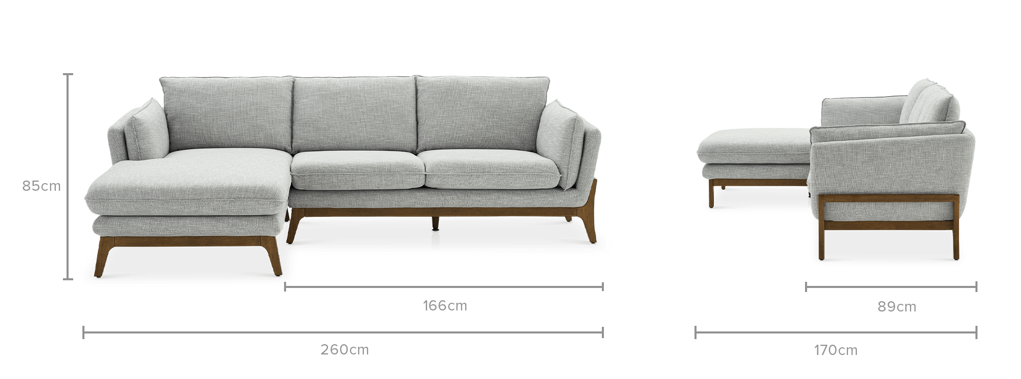 dimension of Remi Chaise Sectional Sofa