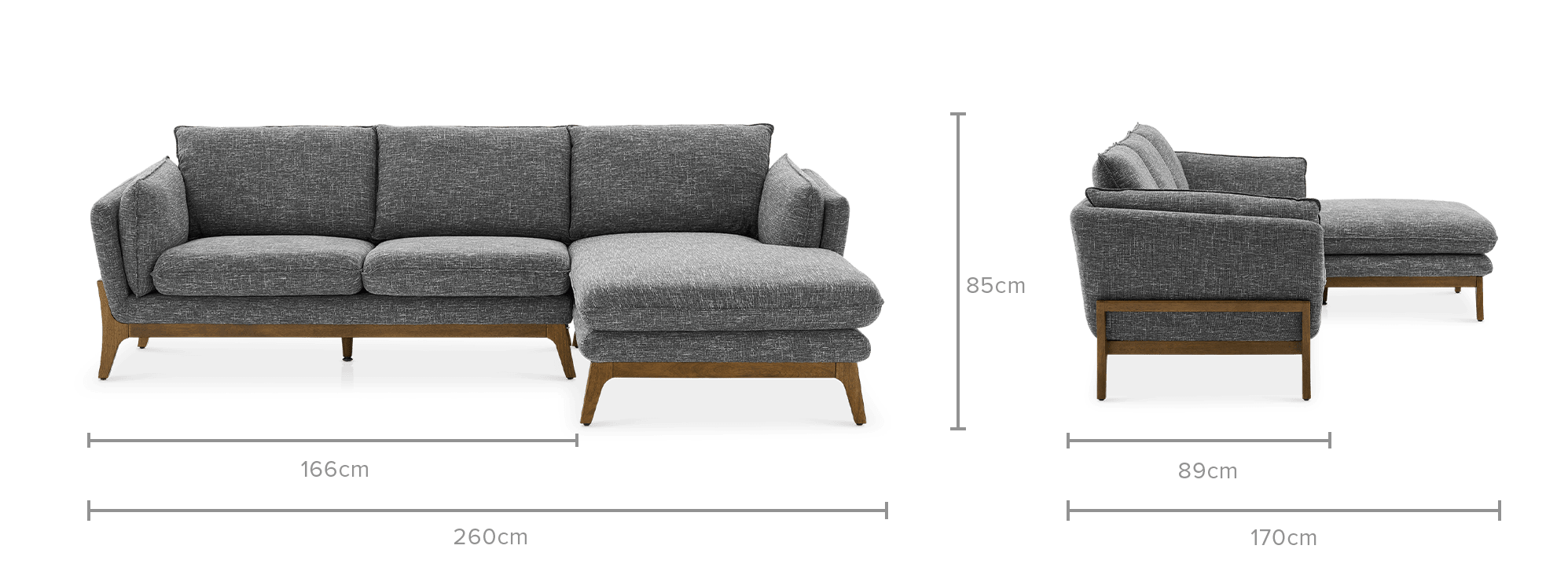 dimension of Remi Chaise Sectional Sofa
