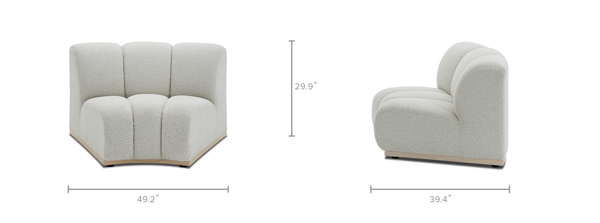 dimension of Marlow Performance Bouclé Wedge Sofa
