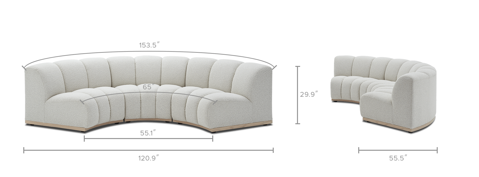 dimension of Marlow Performance Bouclé Curve Sofa