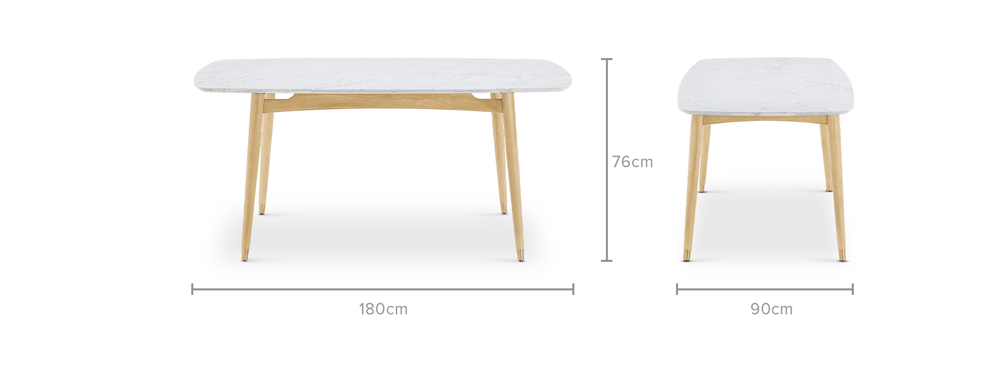 dimension of Kelsey Marble Dining Table, White Wash