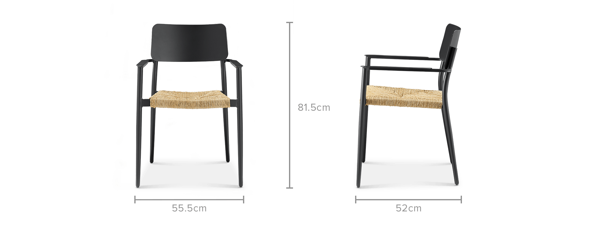dimension of Newport Stackable Outdoor Dining Chair Set