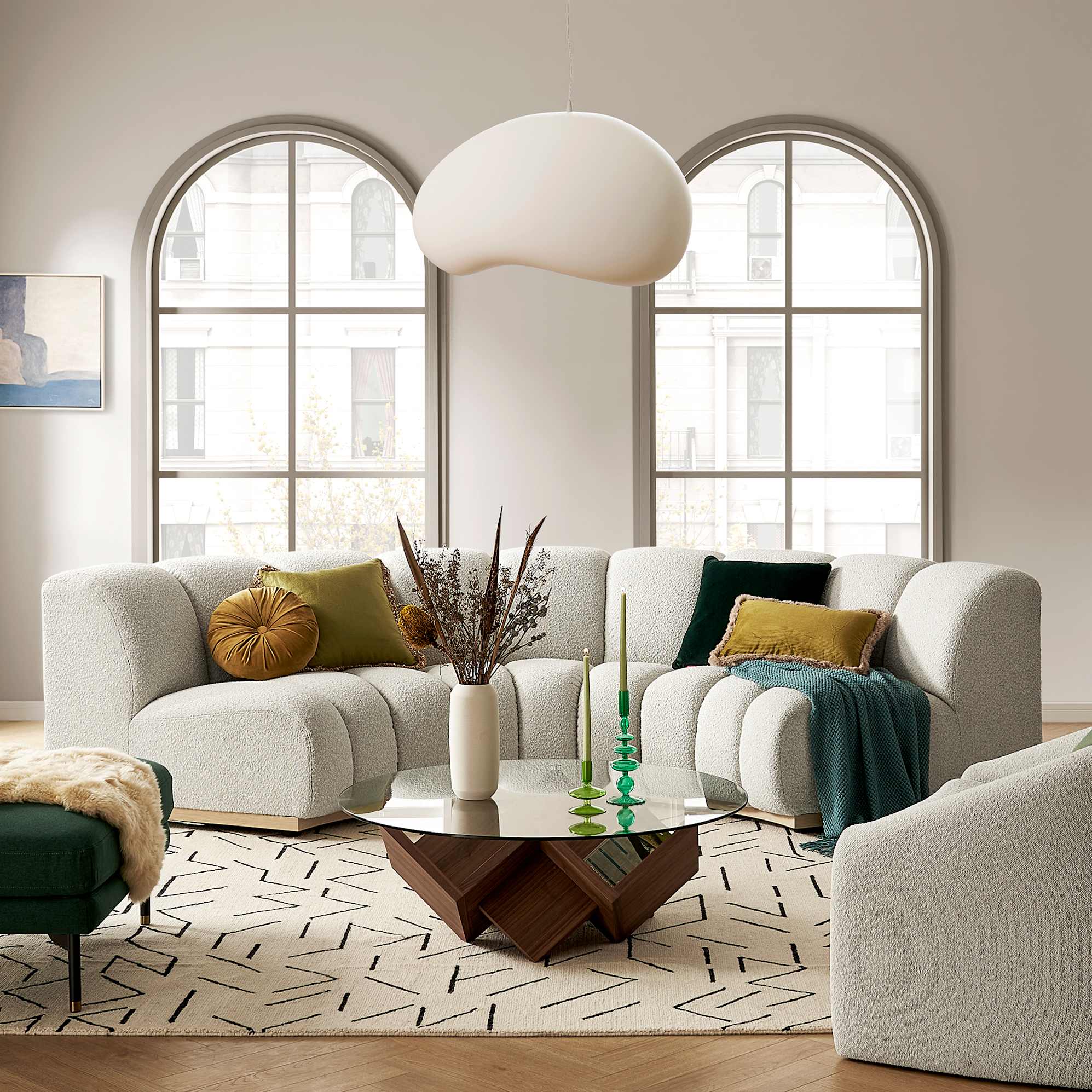 Marlow Performance Bouclé Curve 3 Seater Sofa 5