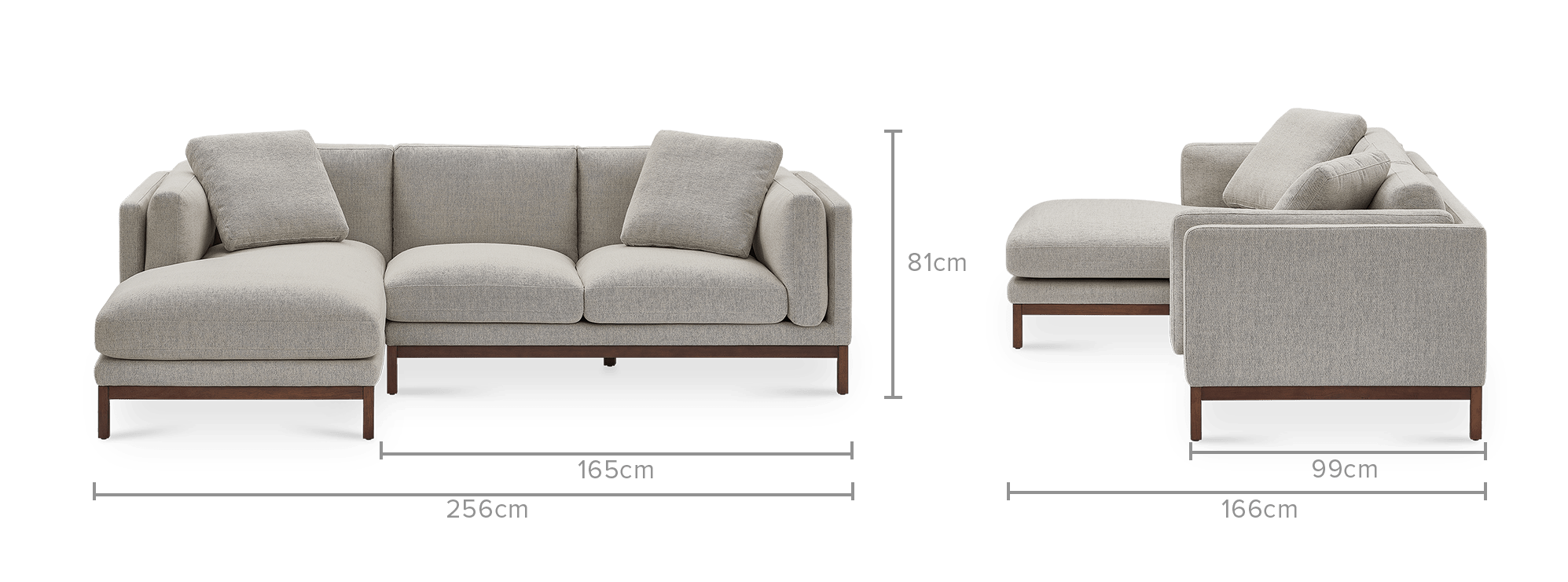dimension of Owen Chaise Sectional Sofa