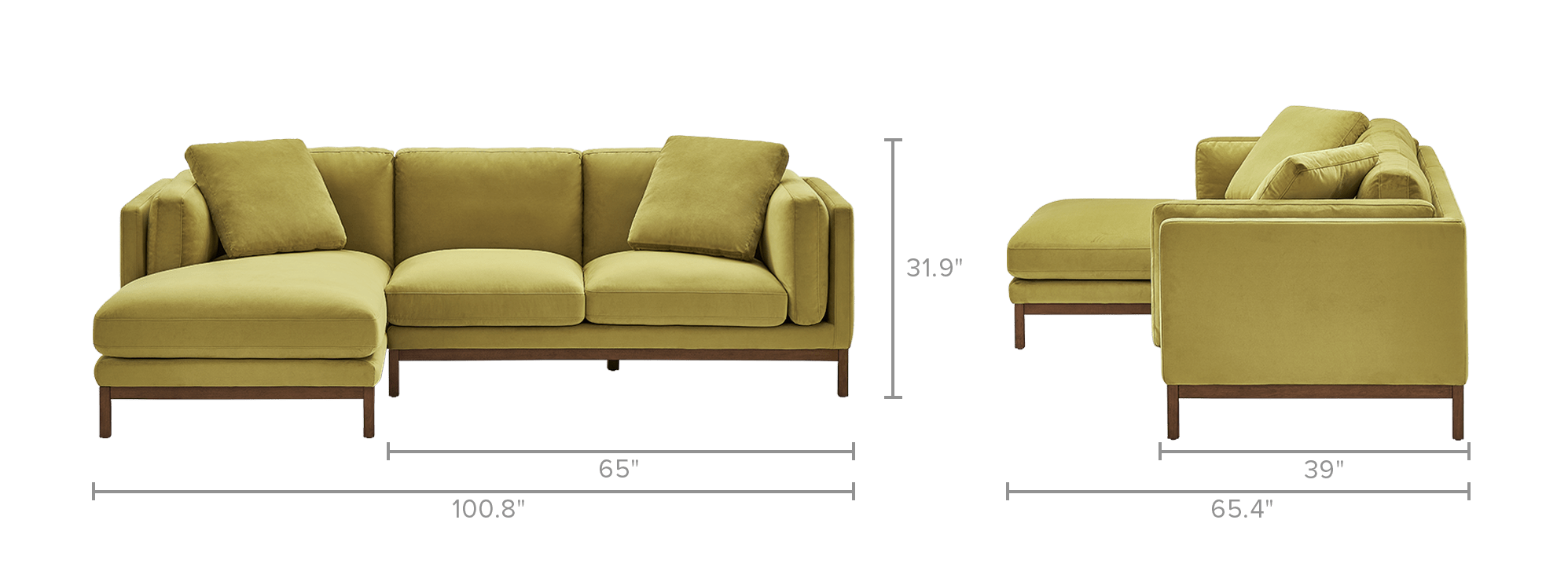 dimension of Owen Chaise Sectional Sofa