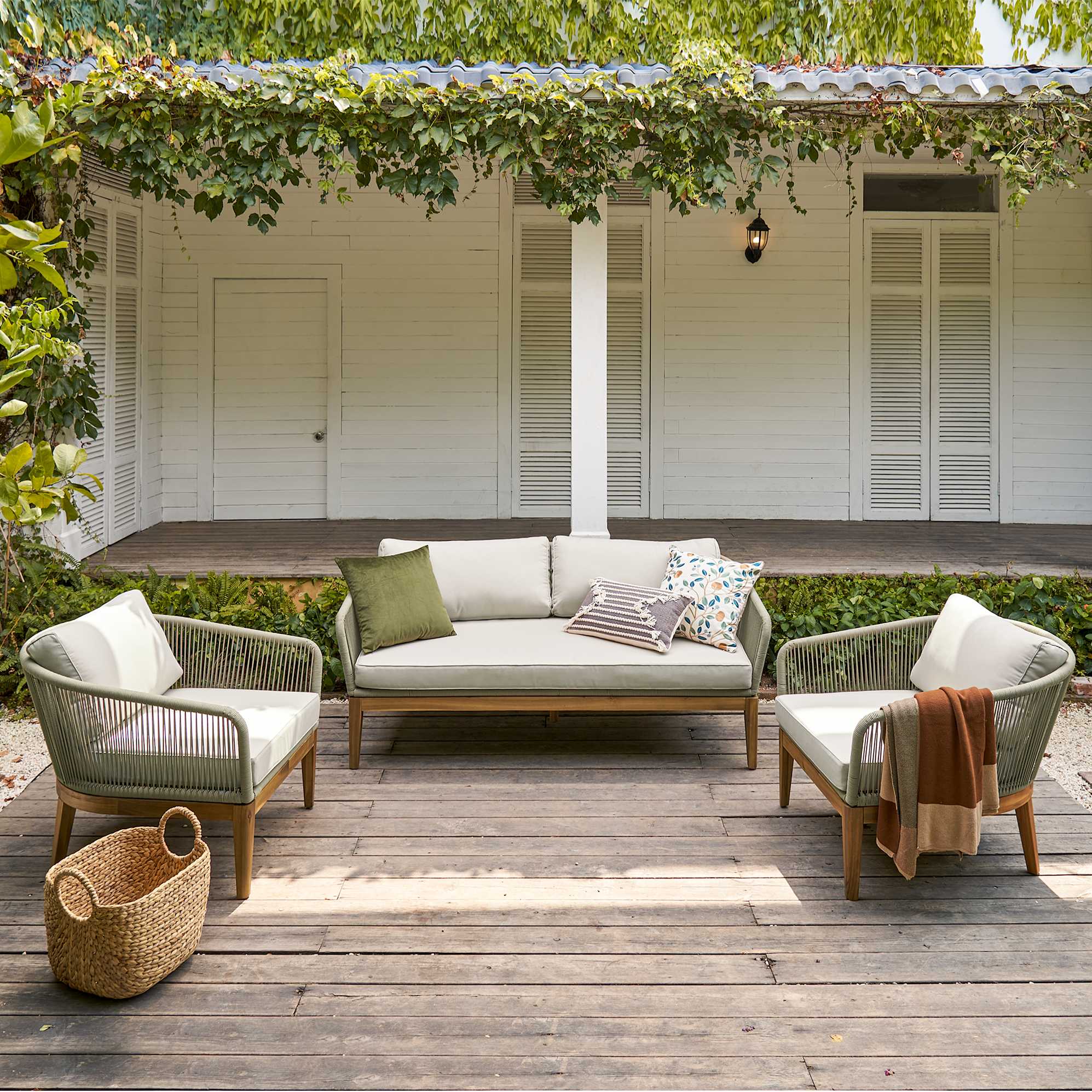 Maui Outdoor Loveseat & 2 Lounge Chairs Set, Taupe