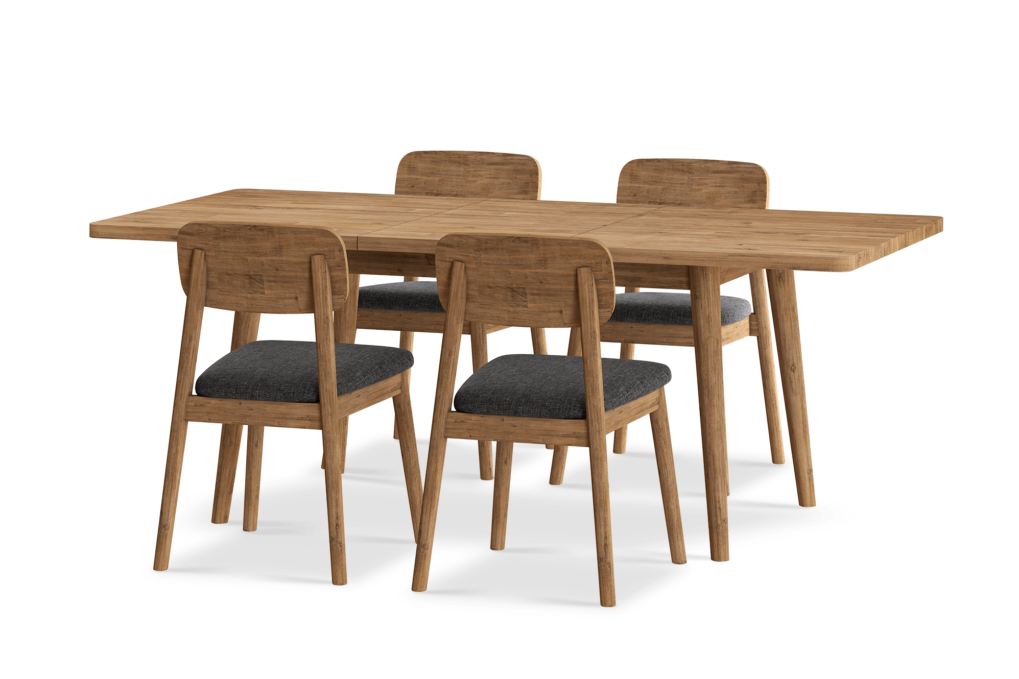 Seb Extendable Dining Set, 59" with 4 Fabric Chairs No Bench