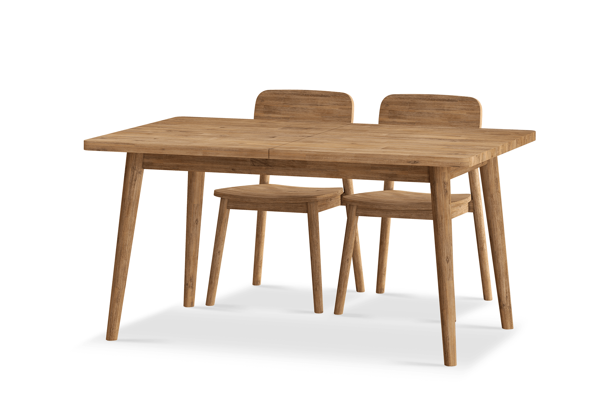 Seb Dining Table Set, 150cm with 2 Wooden Chairs and No Bench