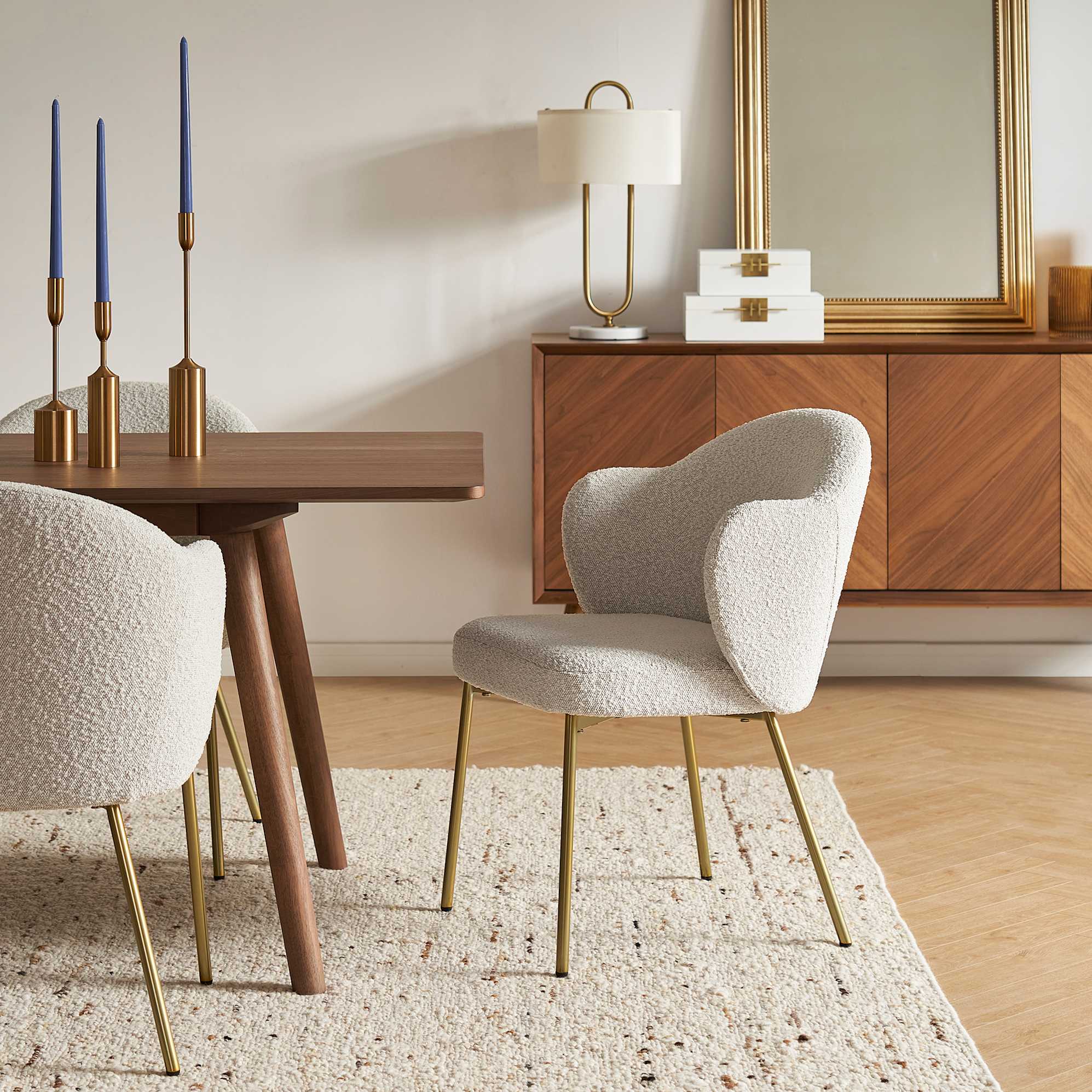Simone Performance Bouclé Chair, White Quartz Bouclé lifestyle
