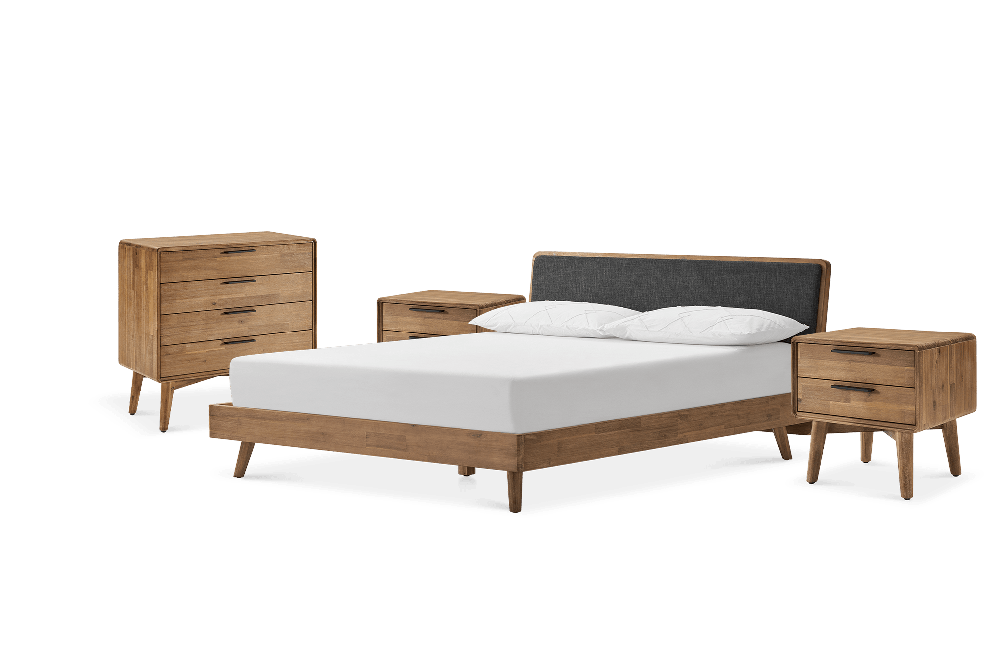 Seb Queen Size Bed with 2 Nightstand & 4-Drawer Dresser Set